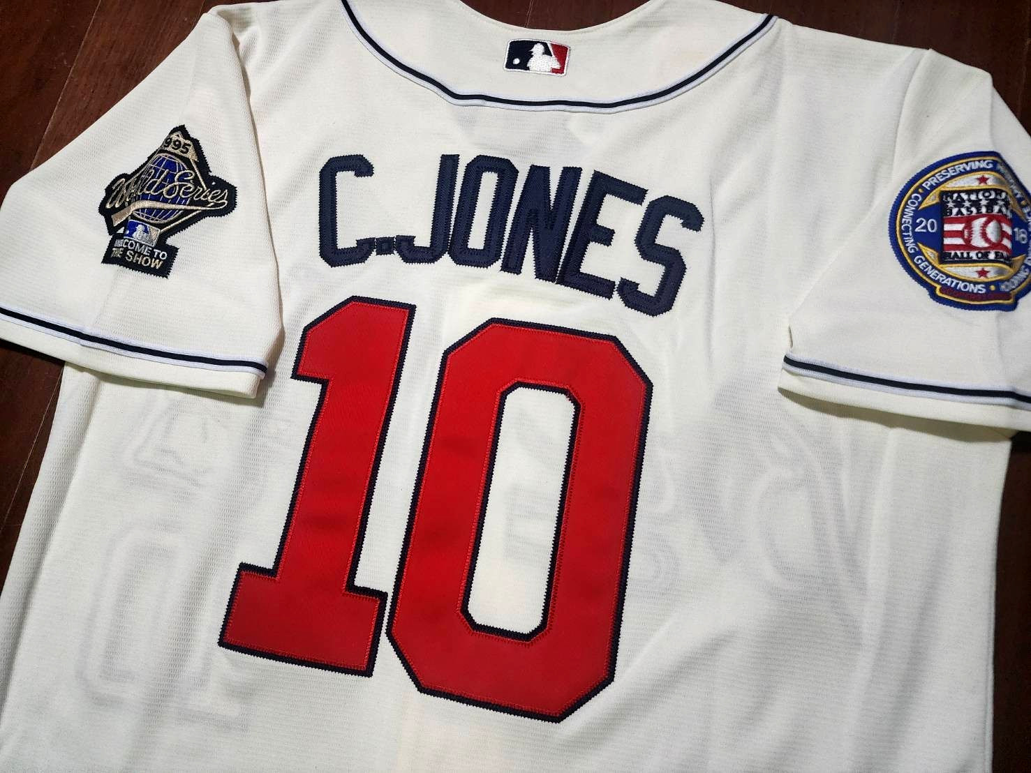 Brand New! Red Atlanta Braves #10 Chipper Jones 2Patches Stitched LIMITED Jersey