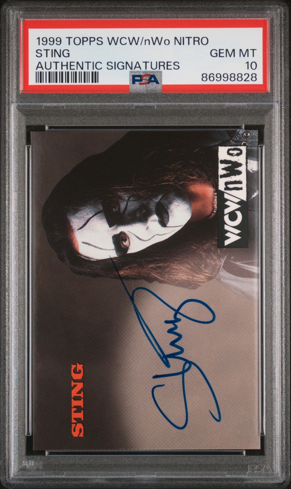 STING 1999 TOPPS WCW NWO NITRO AUTHENTIC SIGNATURE AUTOGRAPH PSA 10