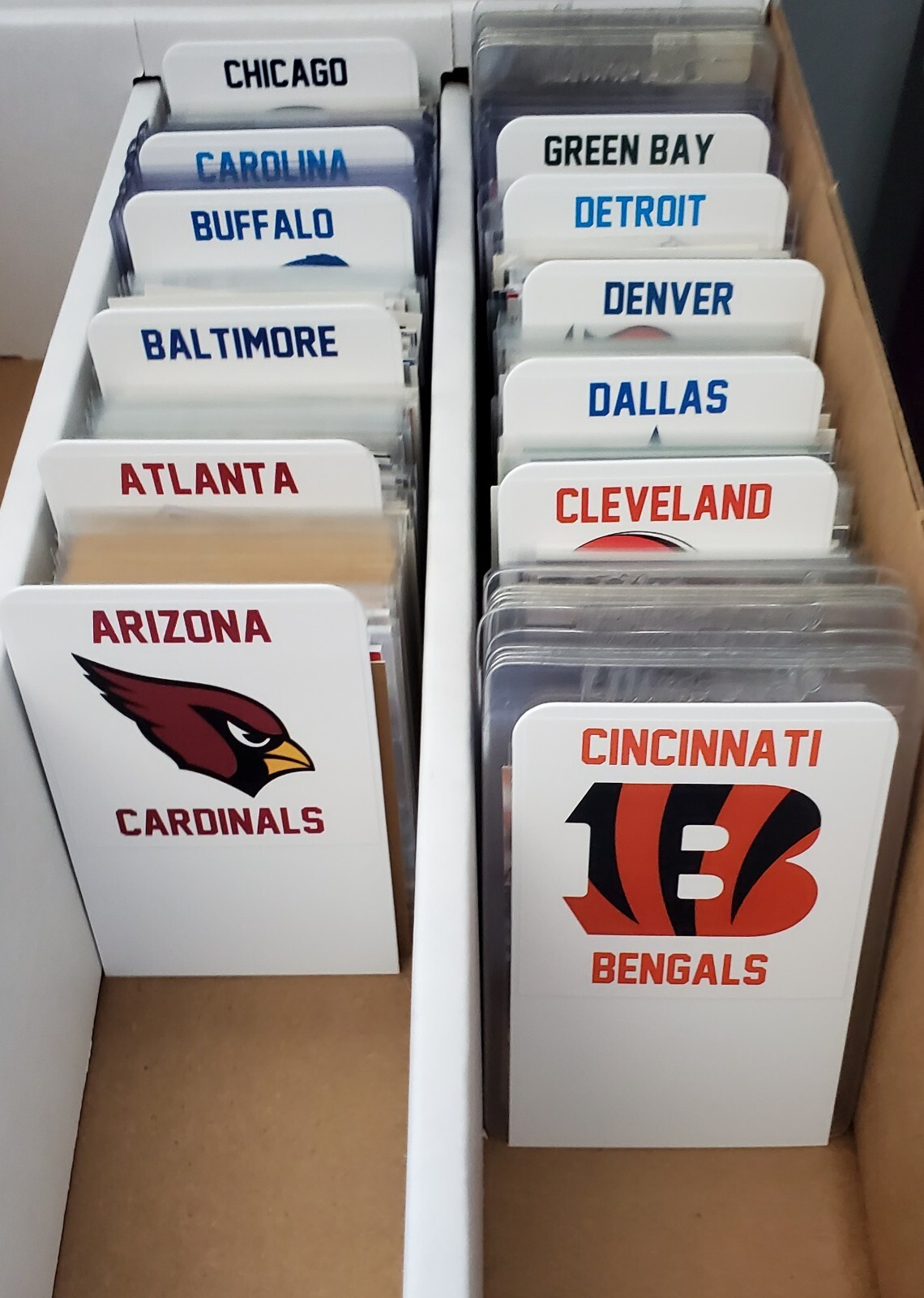 32 TALL Sports Card Dividers with FREE Custom NFL Team Logo Labels