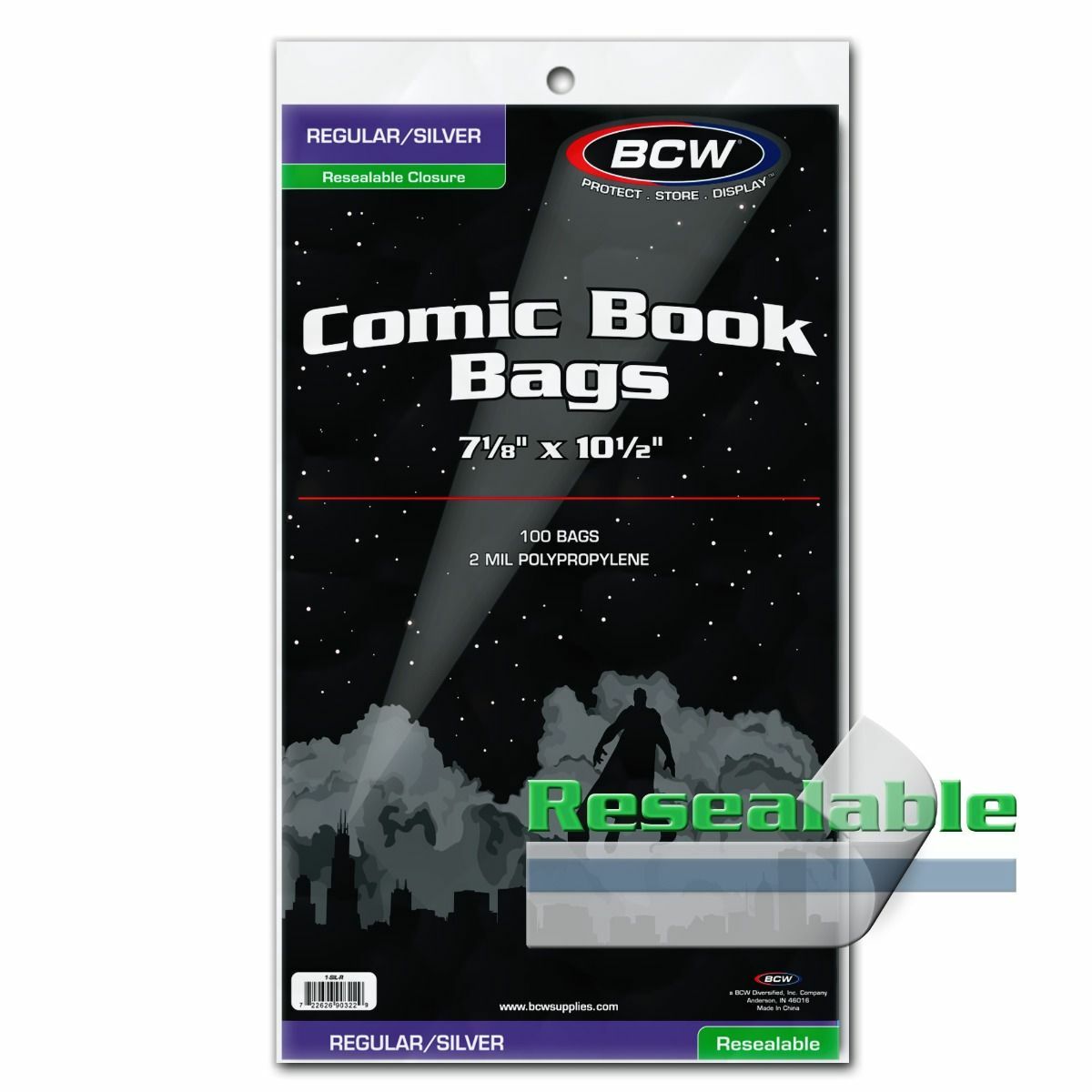 1000 – BCW Silver Regular Resealable 2-Mil Polypropylene Comic Book Bags!