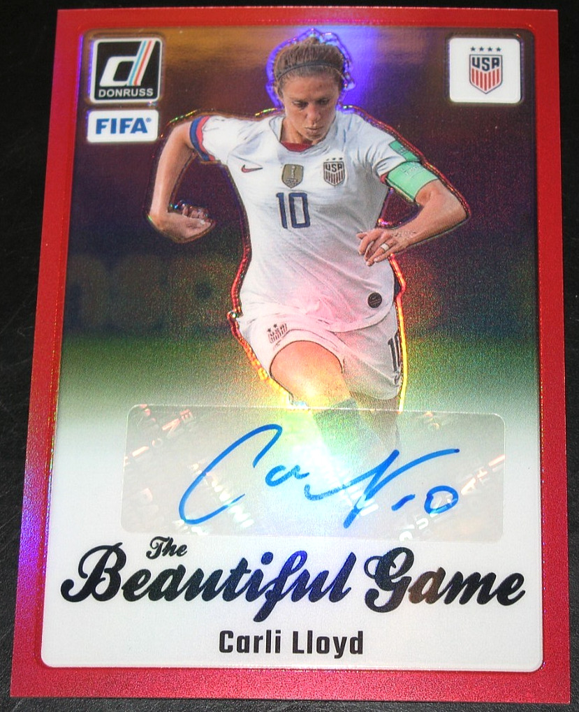 2023-24 Donruss Carli Lloyd Beautiful Game Autograph Red Prizm # /49 Auto 2024