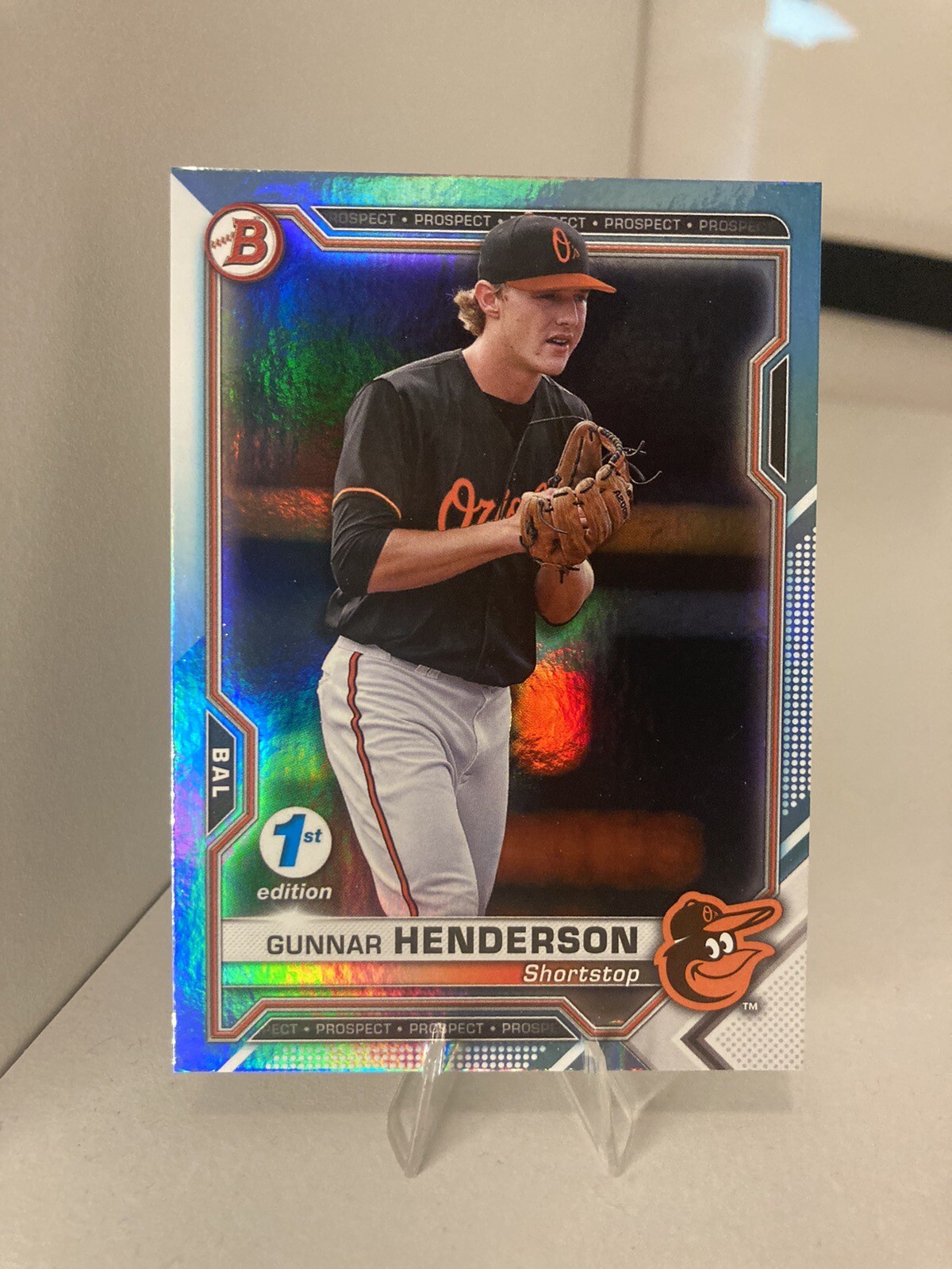 2021 Bowman 1st Edition Gunnar Henderson #BFE-49 Sky Blue Foil First Orioles ROY