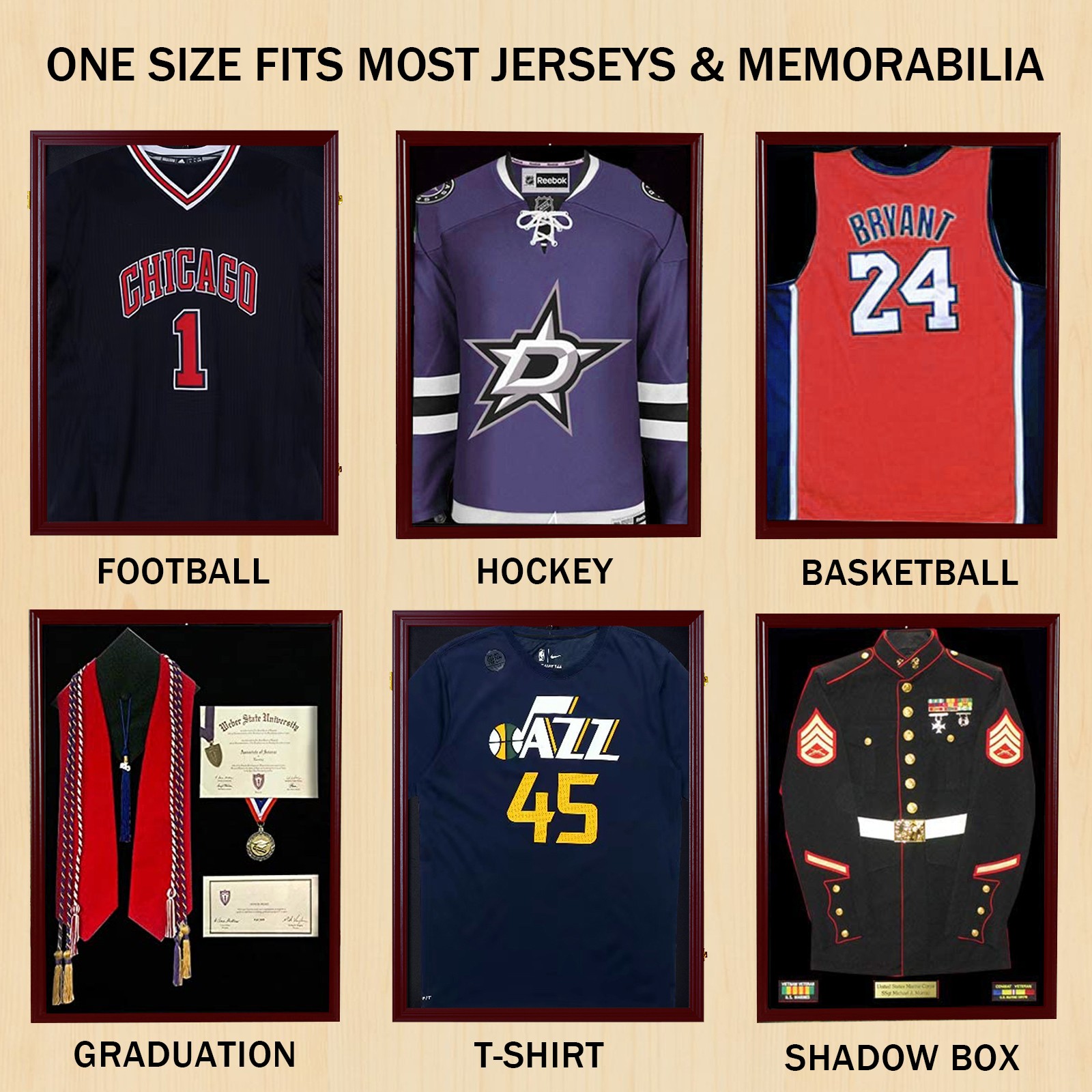 Jersey Display Frame Case Large Shadow Box Wall Mount with UV Protection Acrylic