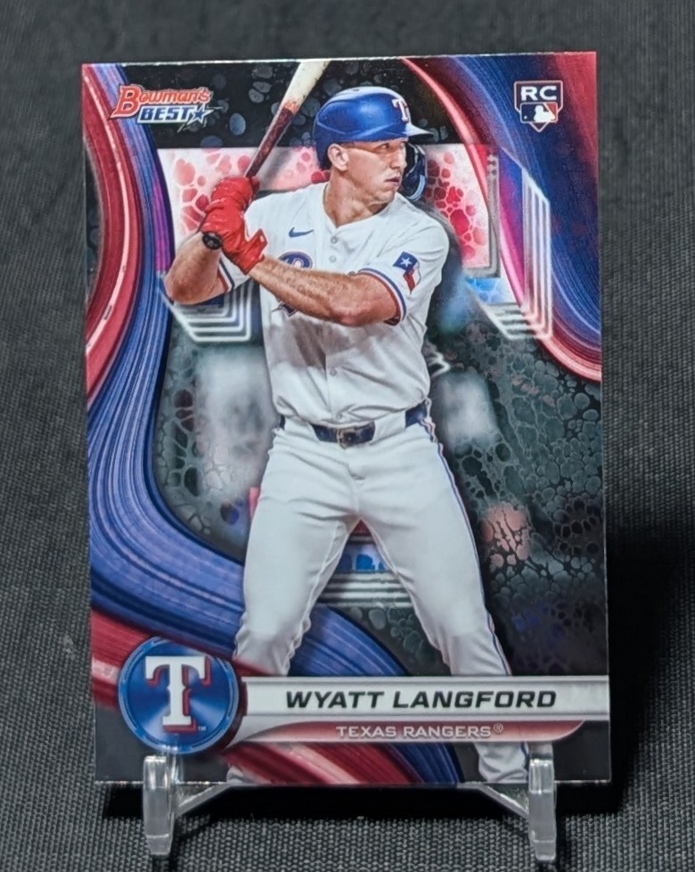 Wyatt Langford Rookie RC 2024 Bowman’s Best Chrome Card #65 Texas Rangers