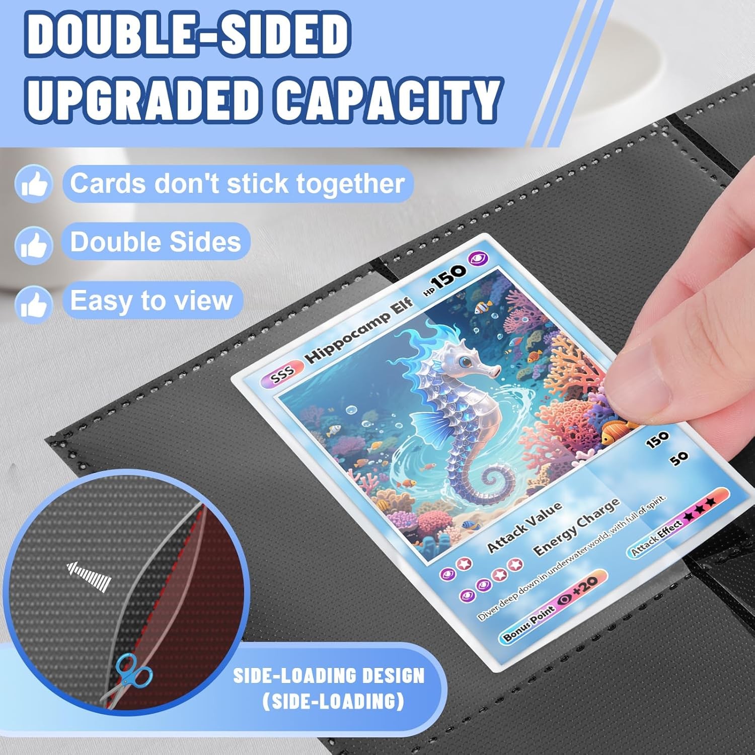 360 Card Pocket Binder with Elastic 9 Pocket Trading Cards Album Folder, Black