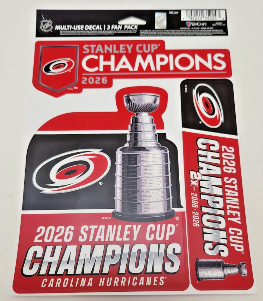 Carolina Hurricanes NHL 2026 Stanley Cup Champions Multi-Use Decal 3 Fan Pack