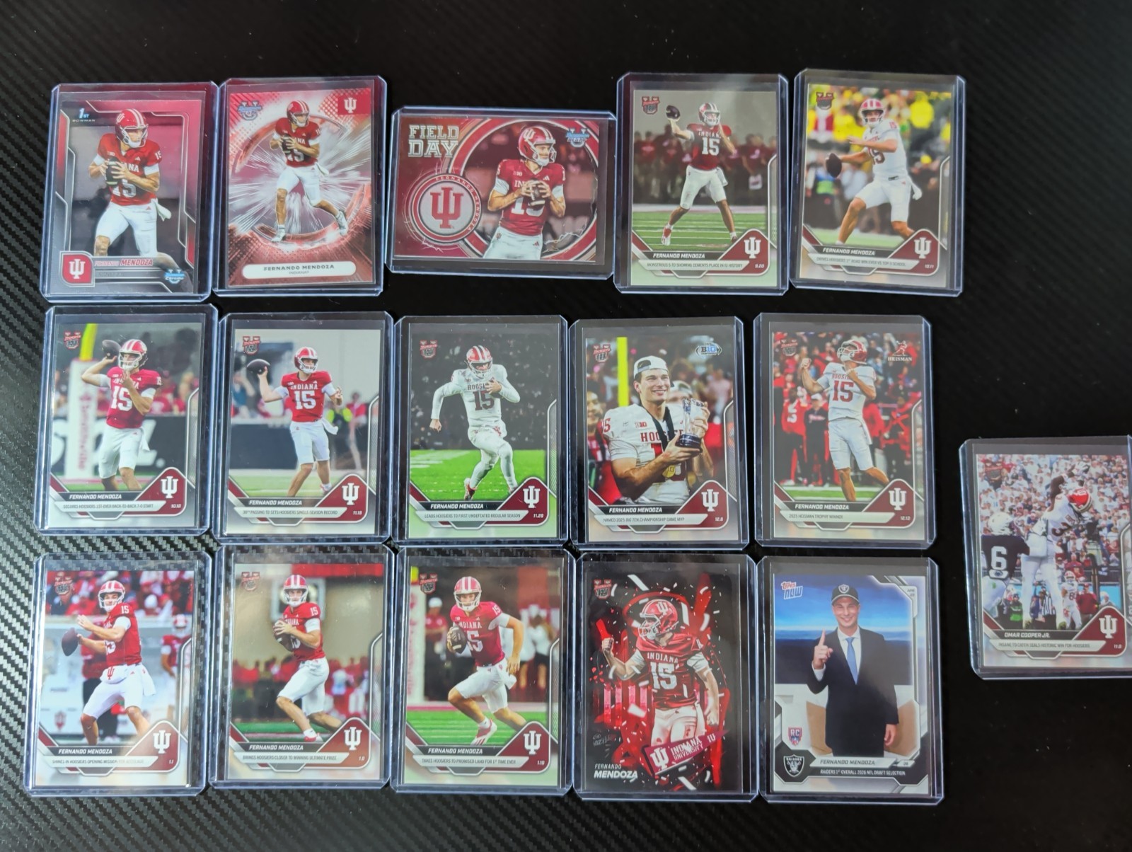 Fernando Mendoza 16 Card Lot 1st Bowman Chrome + Bowman U NOW Run Raiders