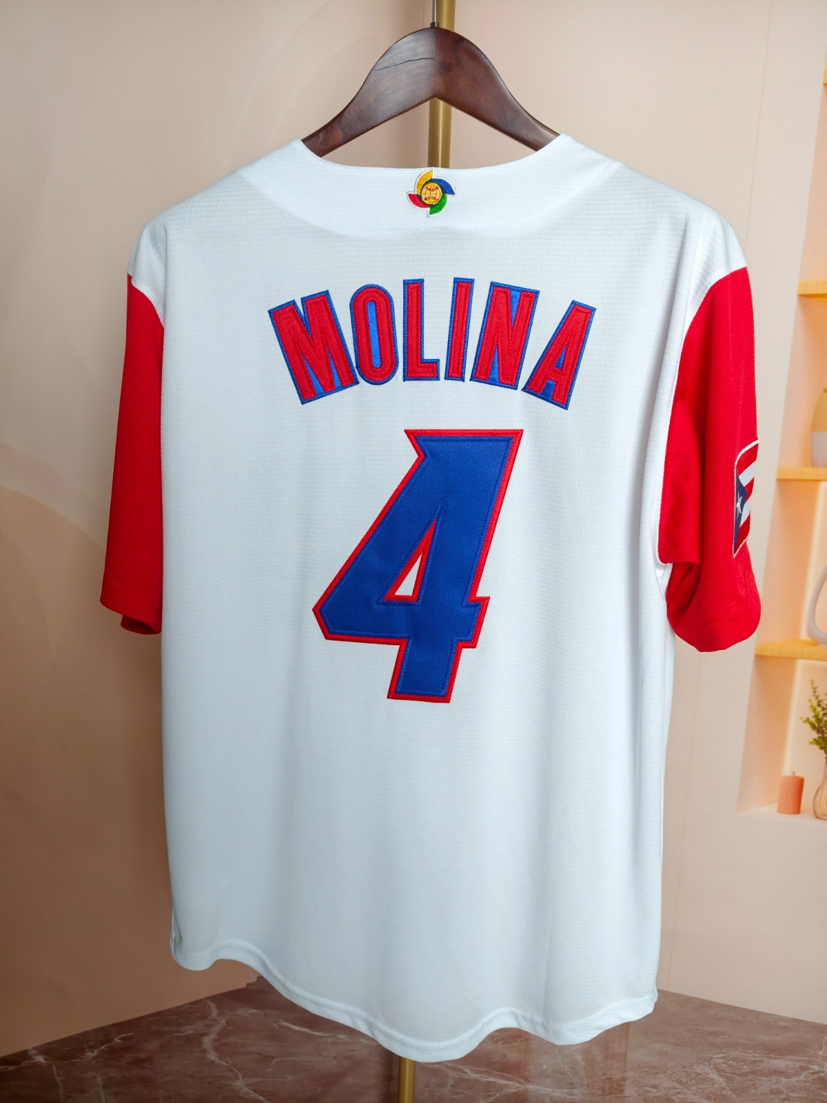 Men’s #4 Legendary Yadier Molina Puerto Rico WBC Embroidered Baseball Jersey