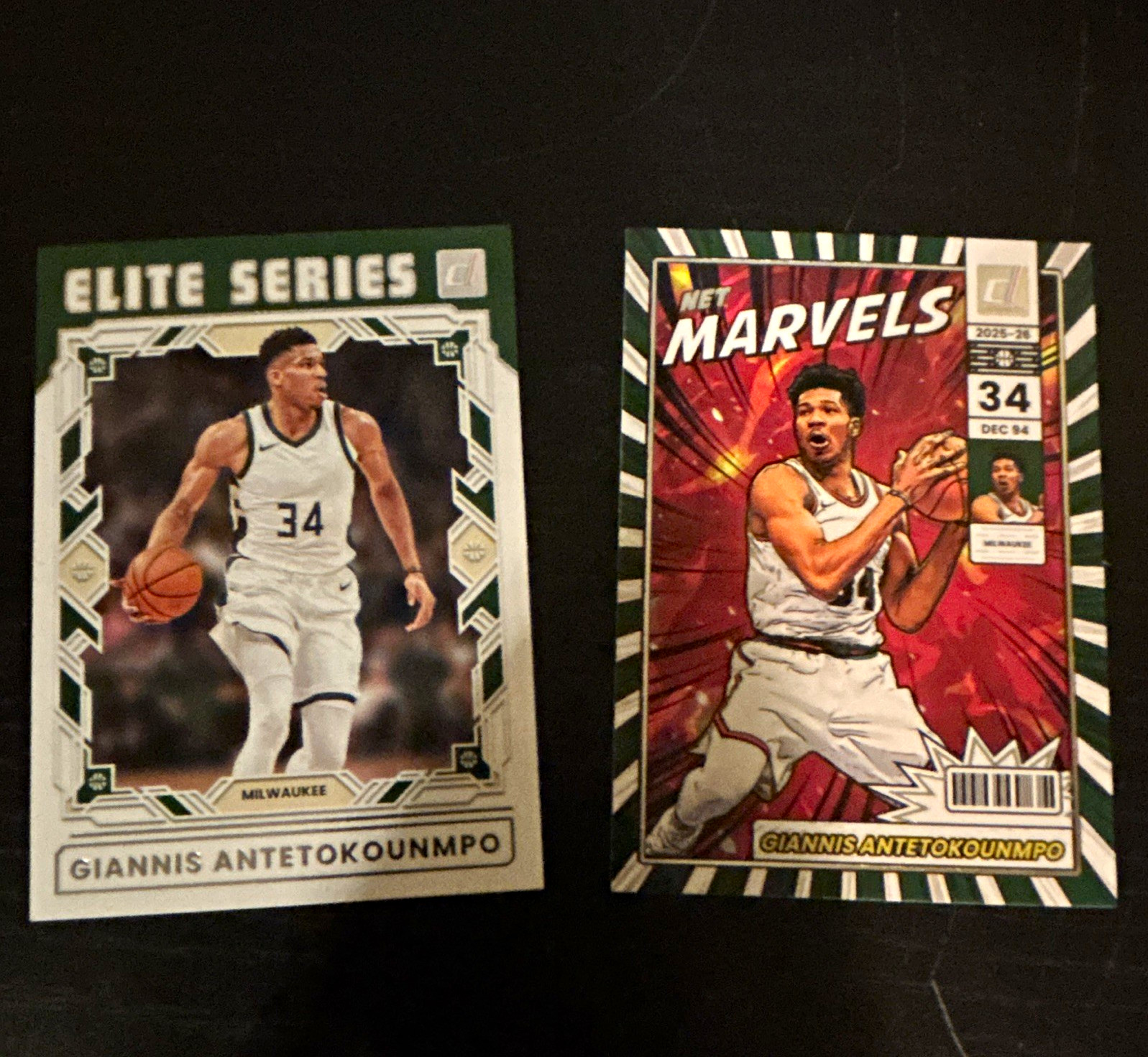 Donruss 2023-24 NBA 2-Card Lot Giannis Antetokounmpo Elite + Net Marvels