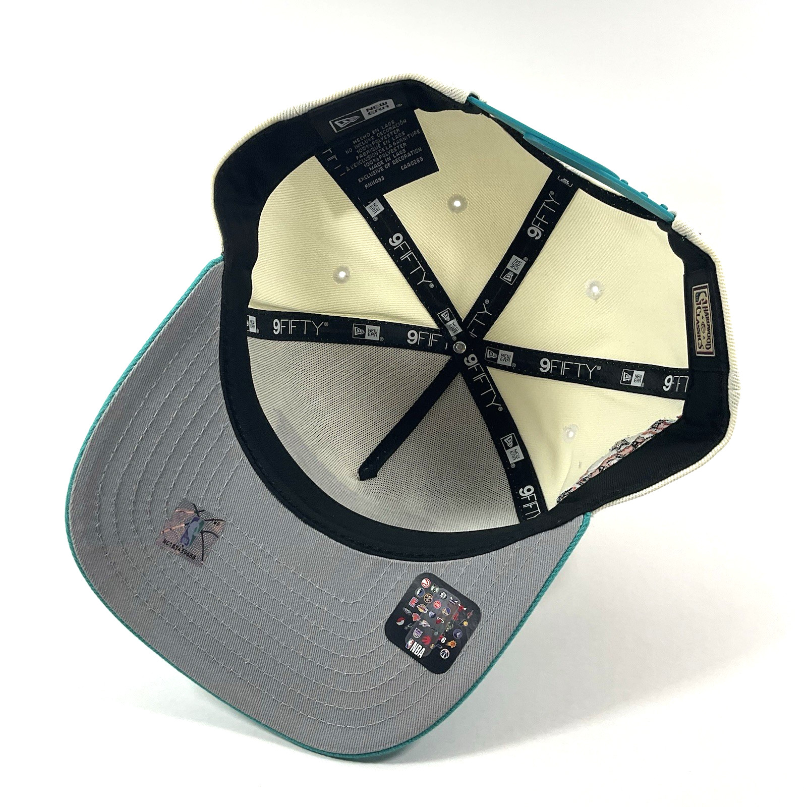 New Era San Antonio Spurs Exclusive Cream Teal 9FIFTY A-Frame Snapback Hat Cap
