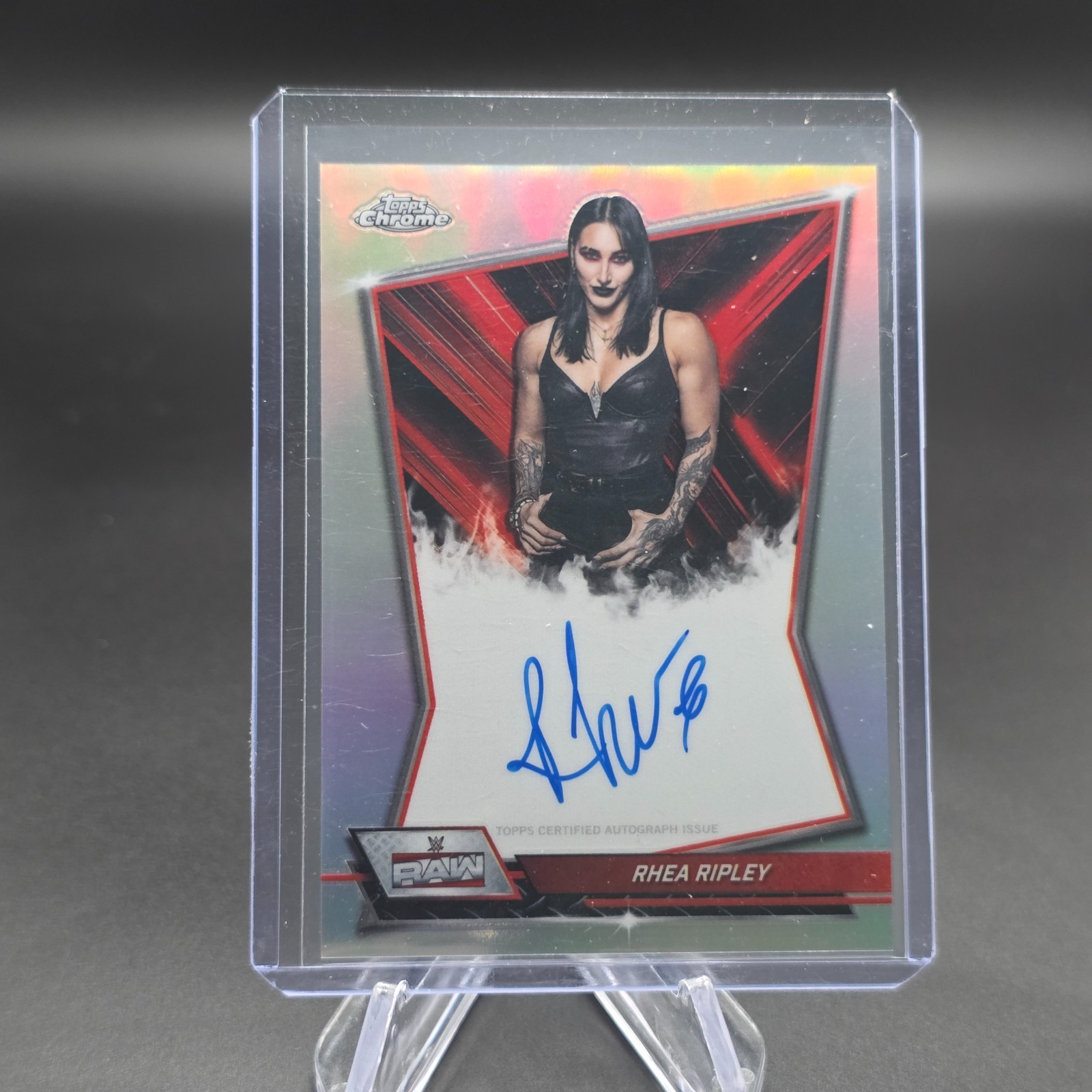 2026 WWE Topps Chrome Rhea Ripley Red Brand Autographs Refractor RBA-RHE