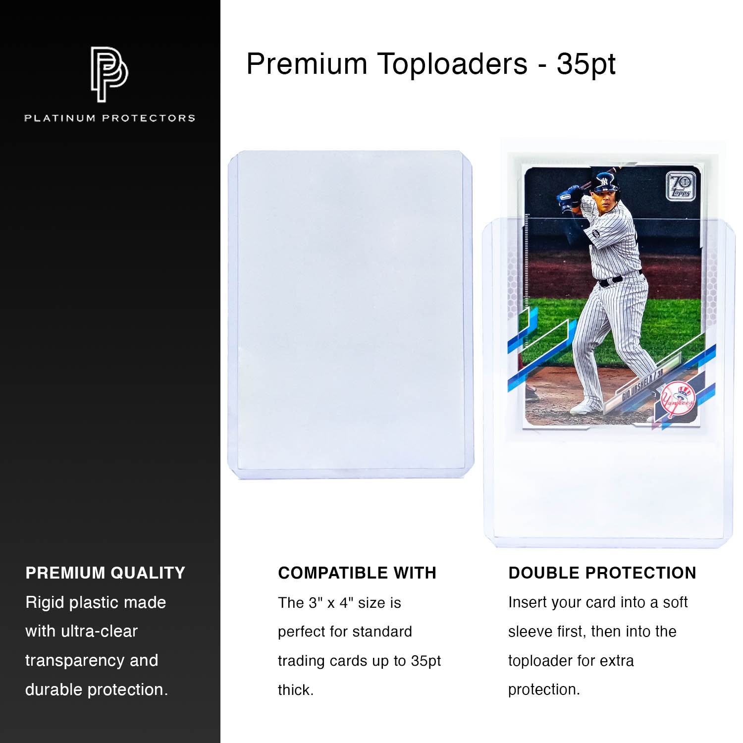 100 Top Loaders & 100 Penny Sleeves Premium Bundle for Trading Cards
