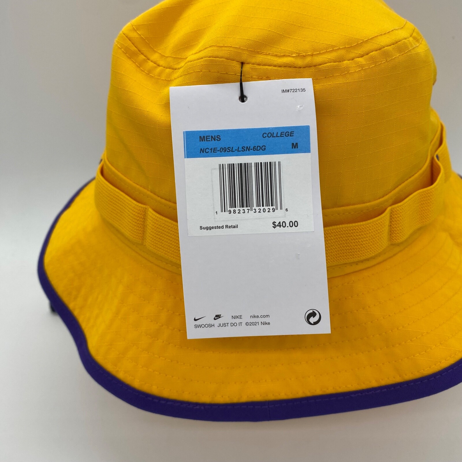 Nike Unisex Adult Dri-Fit LSU Tigers Bonnie Bucket Hat Yellow Purple Size M