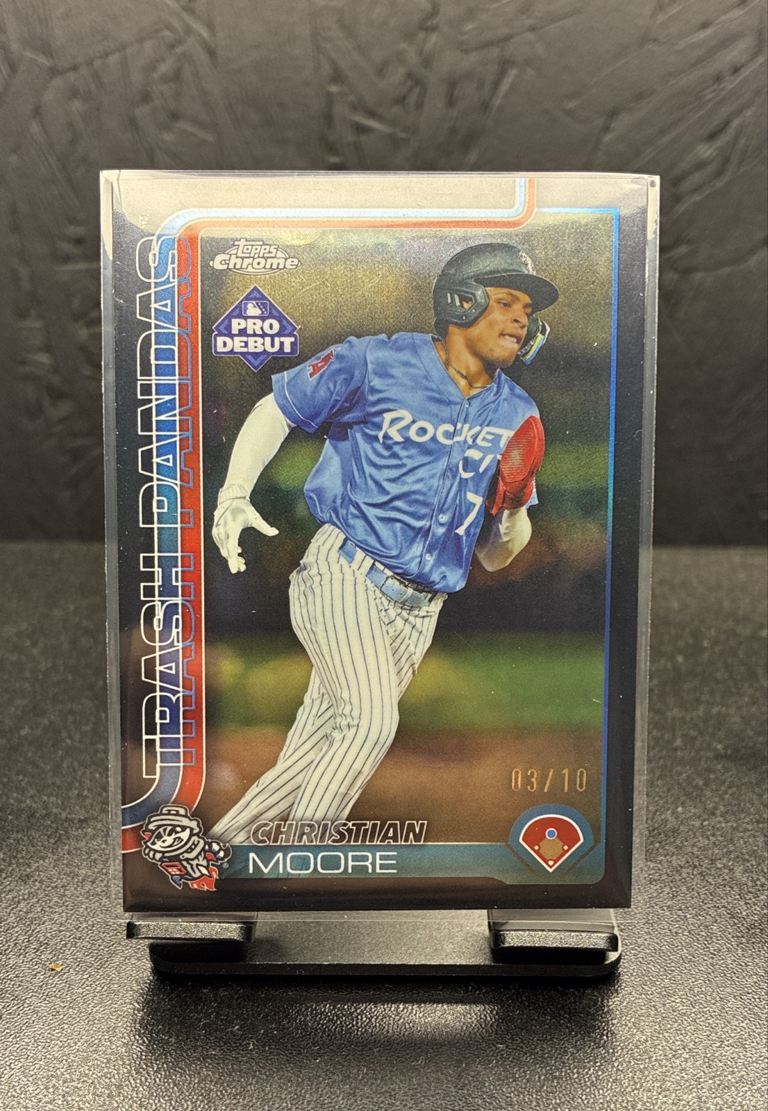 2025 Topps Pro Debut – Chrome Christian Moore #PDC-92 Black Wave Refractor 3/10