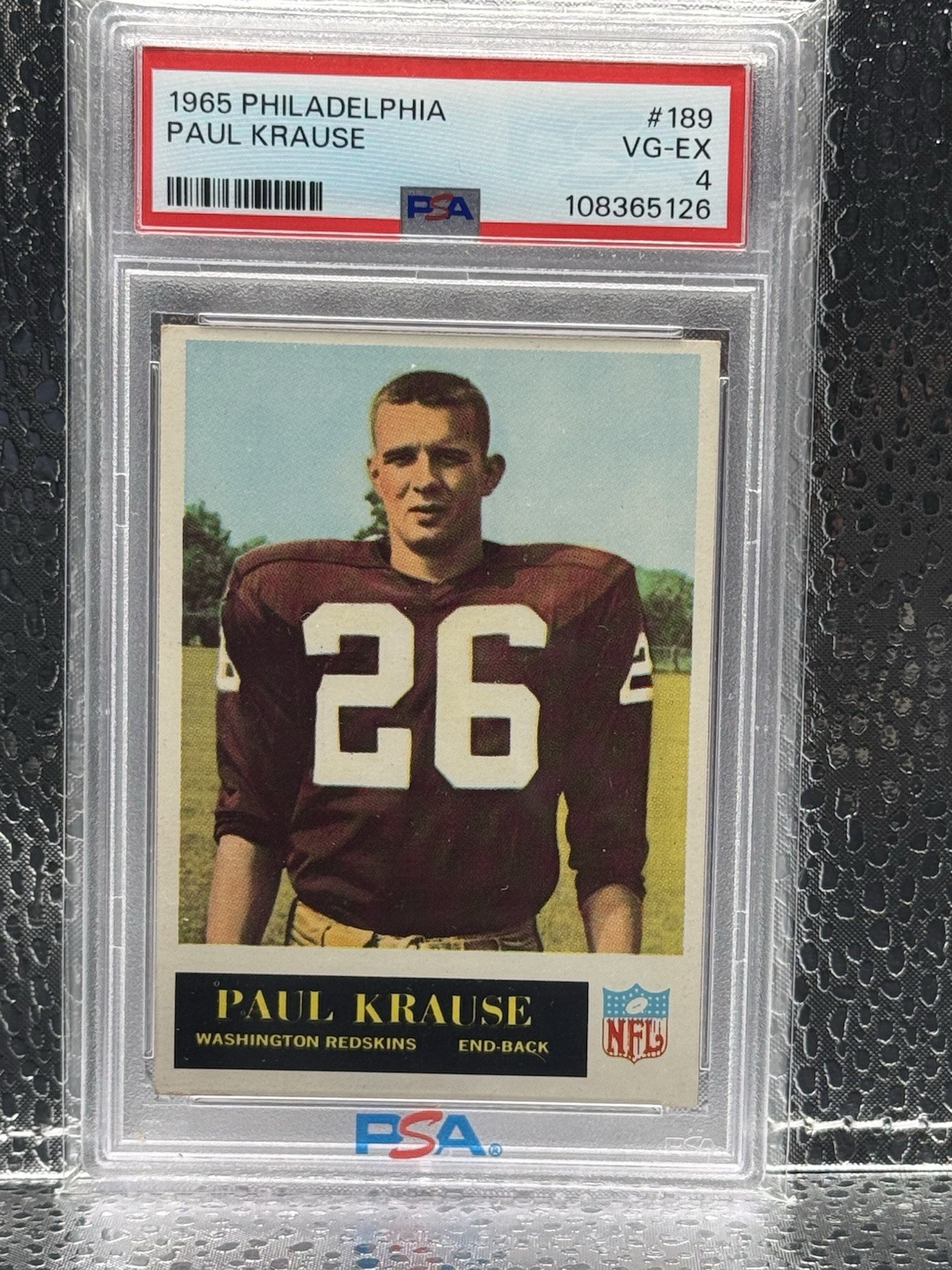 Philadelphia 1965 Paul Krause Rookie #189 Washington Redskins PSA Graded Card