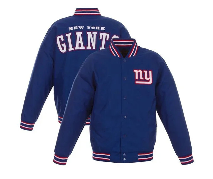 Men’s Mens New York Giants Full-Snap Poly Twill Varsity Jacket NWT LARGE XL