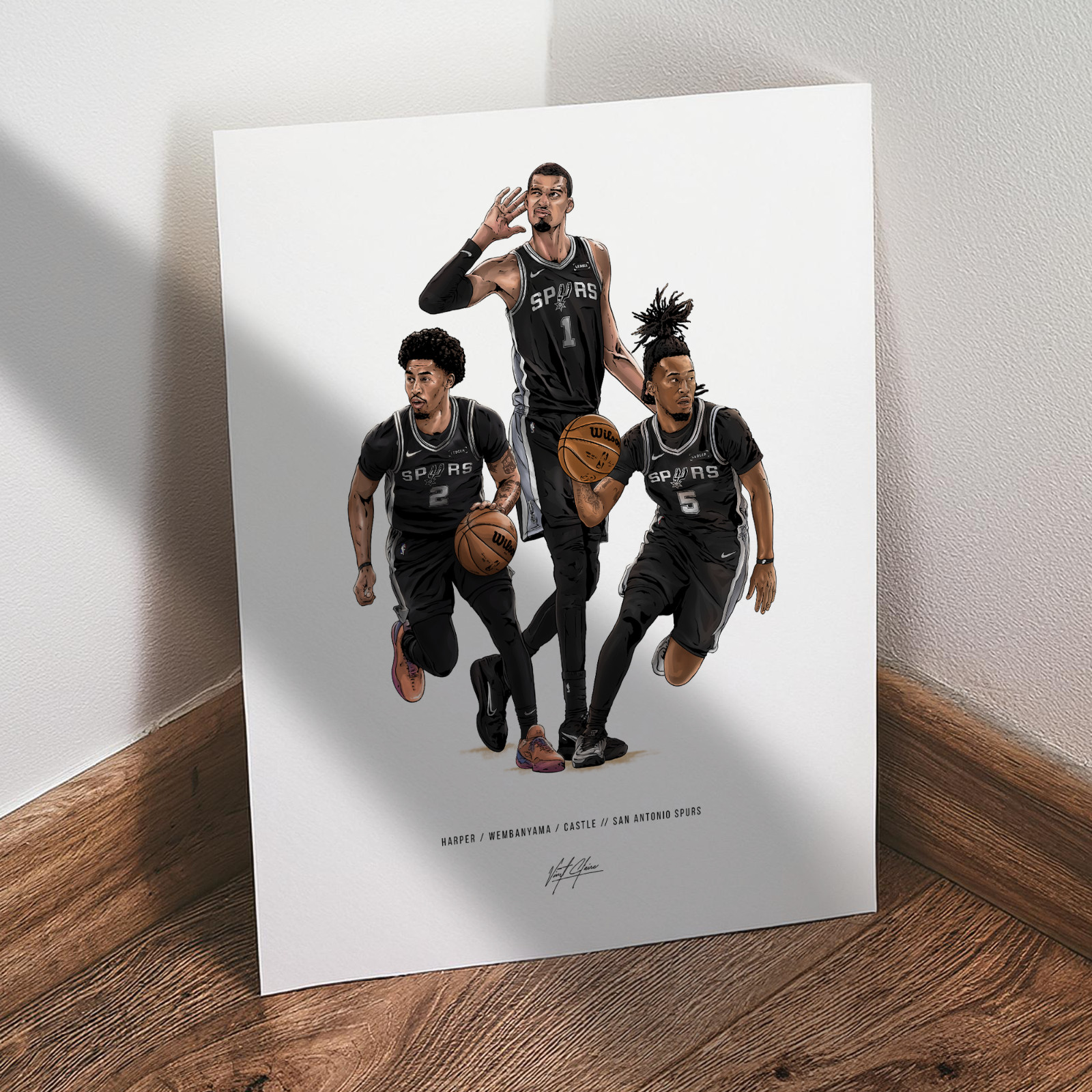 San Antonio Spurs Poster, Wemby, Stephon Castle, Dylan Harper Art Print