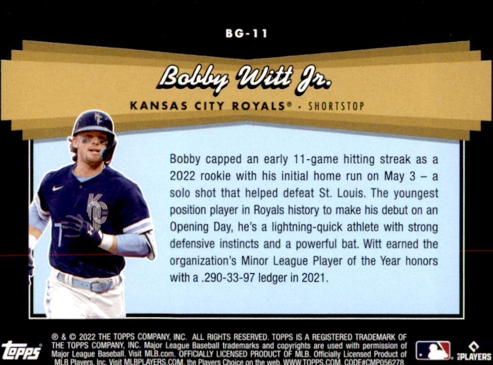 2022 Topps Black Gold Bobby Witt Jr Rc #Sg-11