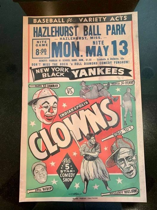 Vintage Negro League Baseball Indianapolis Clowns game poster