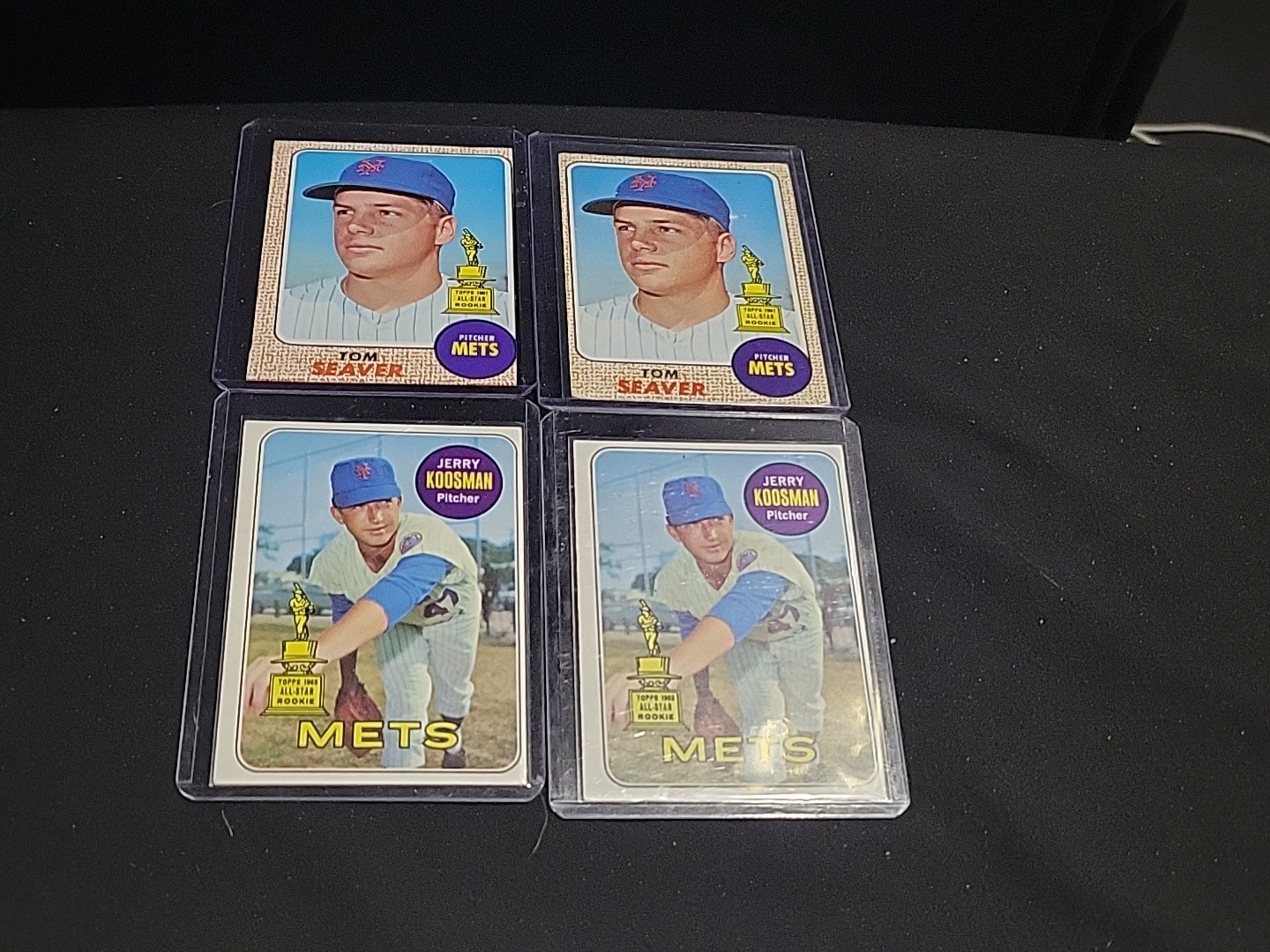 Lot Of (4) Mets Pitching Greats (2) 1968 Topps Tom Seaver (2) 1969 Jerry Koosman