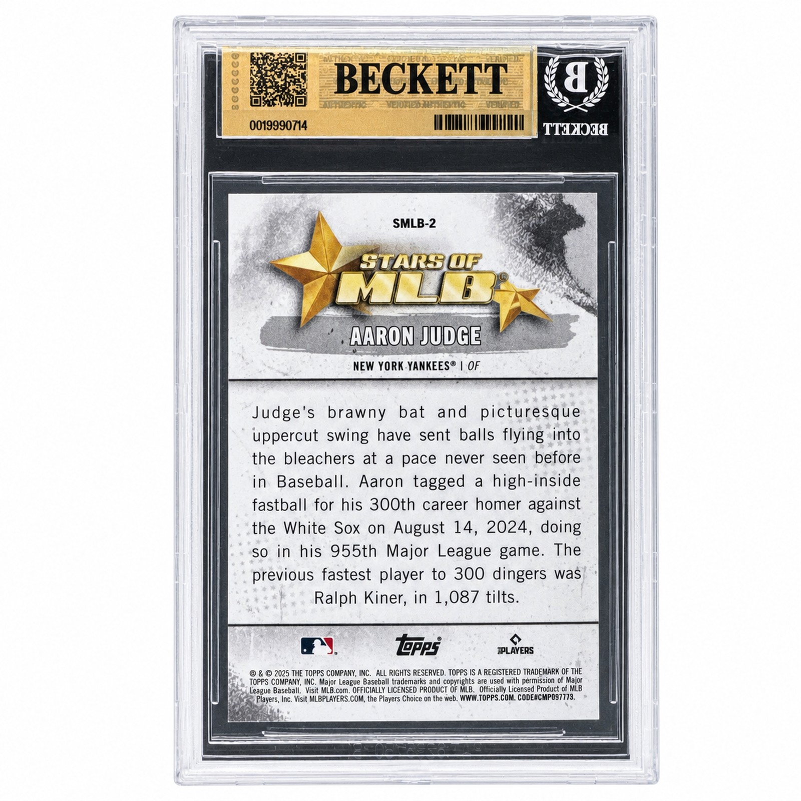 2025 Topps SMLB-2 Aaron Judge Stars of MLB Beckett 9.5 Gem Mint