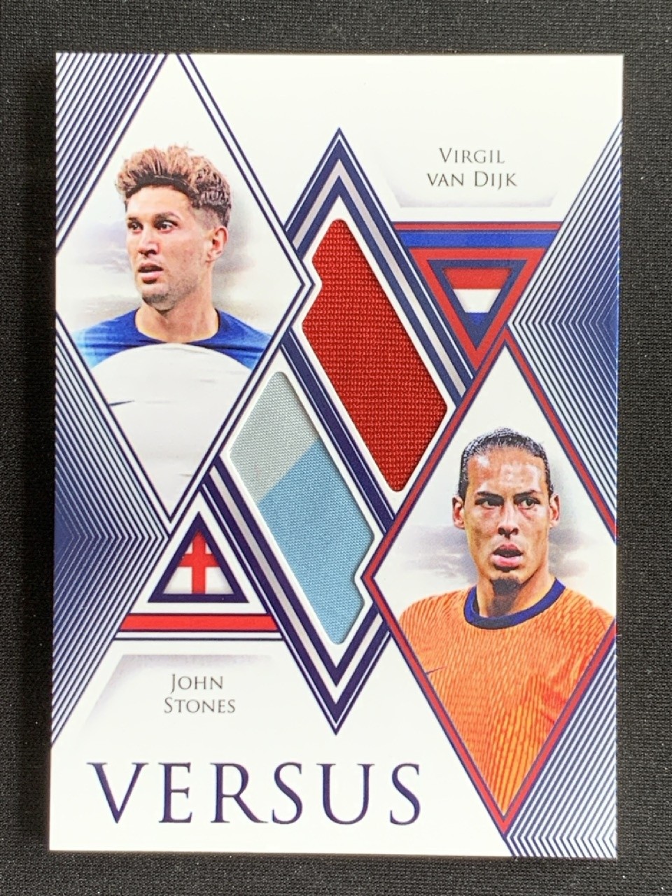 John Stones, Virgil Van Dijk 2024 Futera Unique Versus Patch Blue /09 #VS02