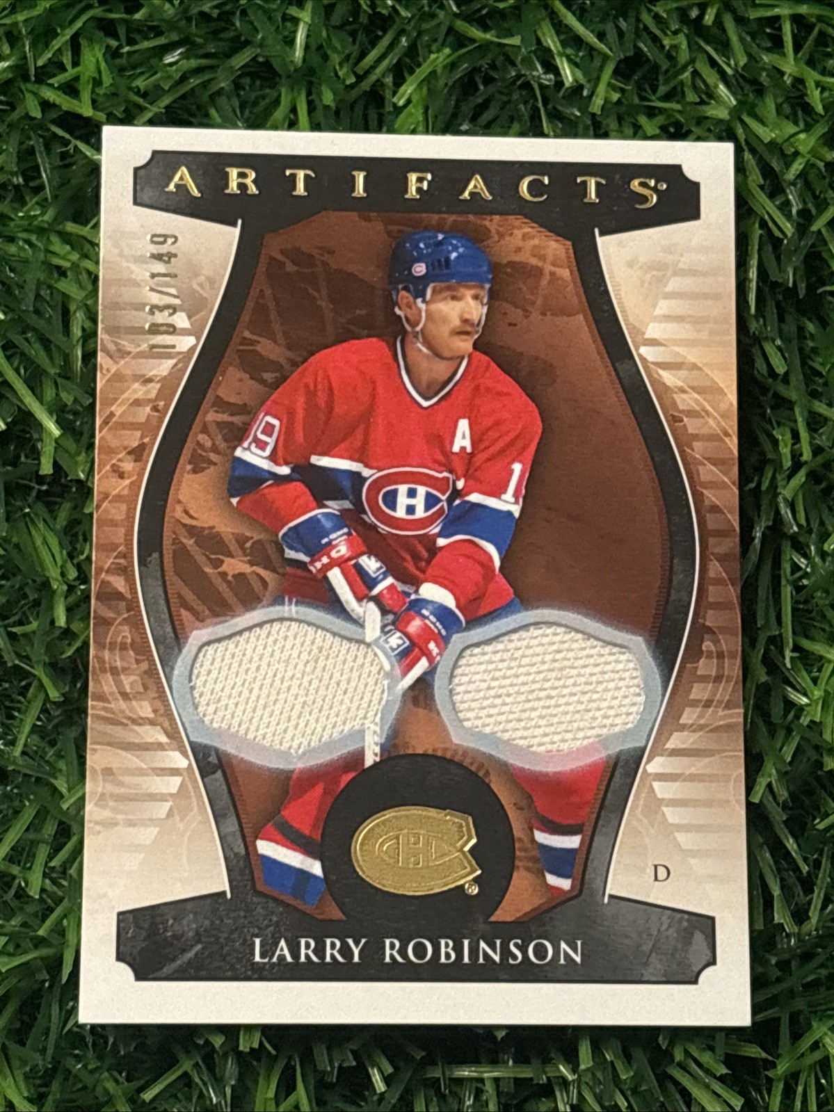 2023-24 Upper Deck Artifacts Legends Larry Robinson /149 Dual Jersey Relic HOF