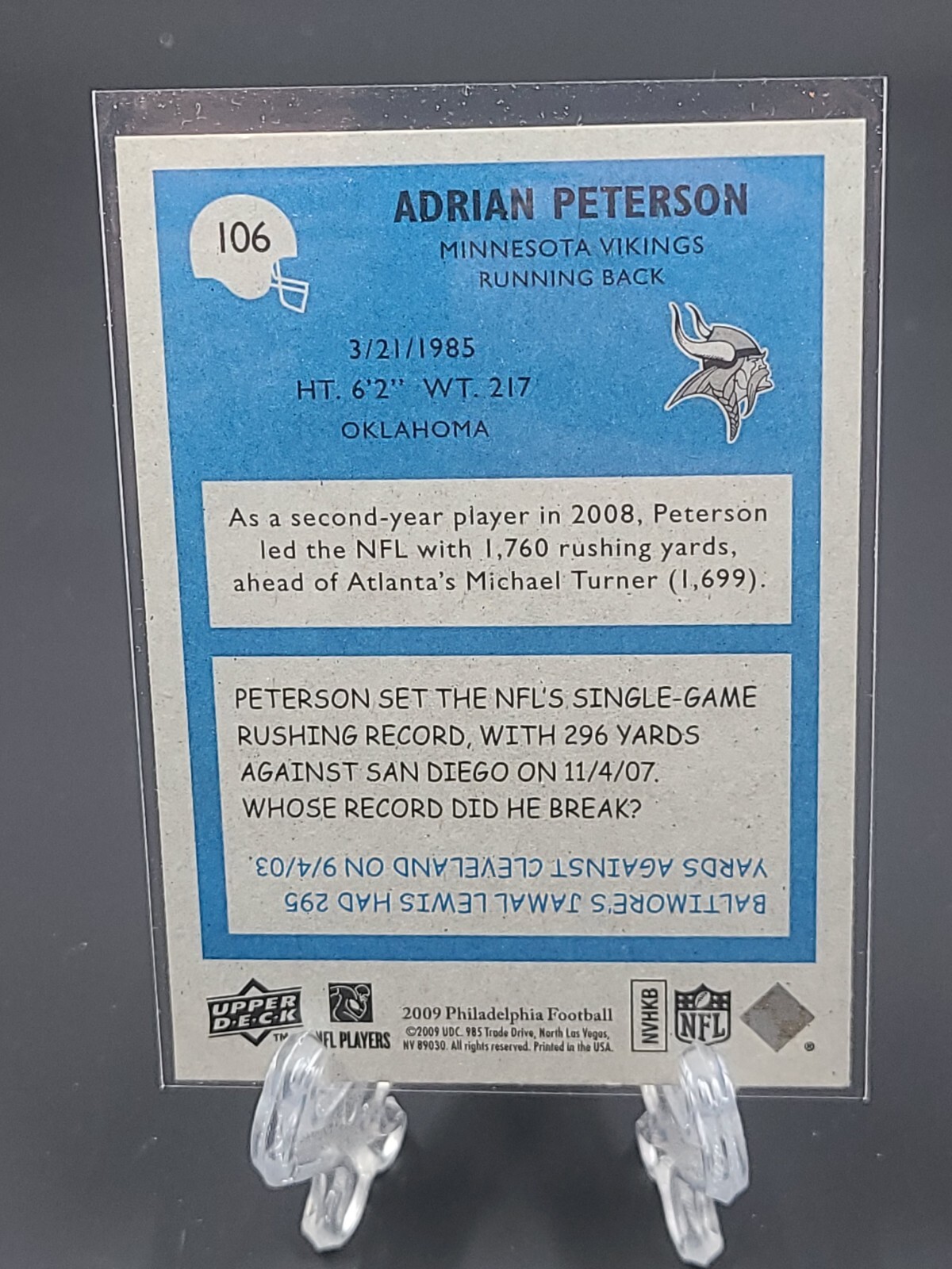 2009 Philadelphia Adrian Peterson #106 Football Card