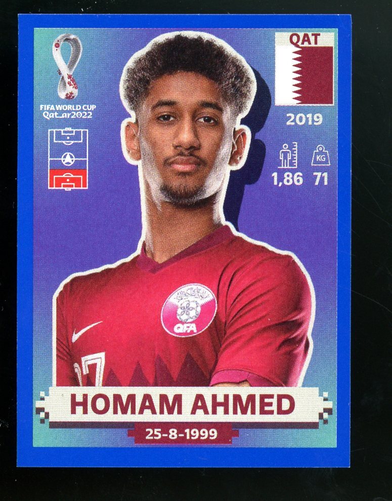 2022 Fifa World Cup Panini Sticker Blue Parallel HOMAM AHMED Qatar QAT5