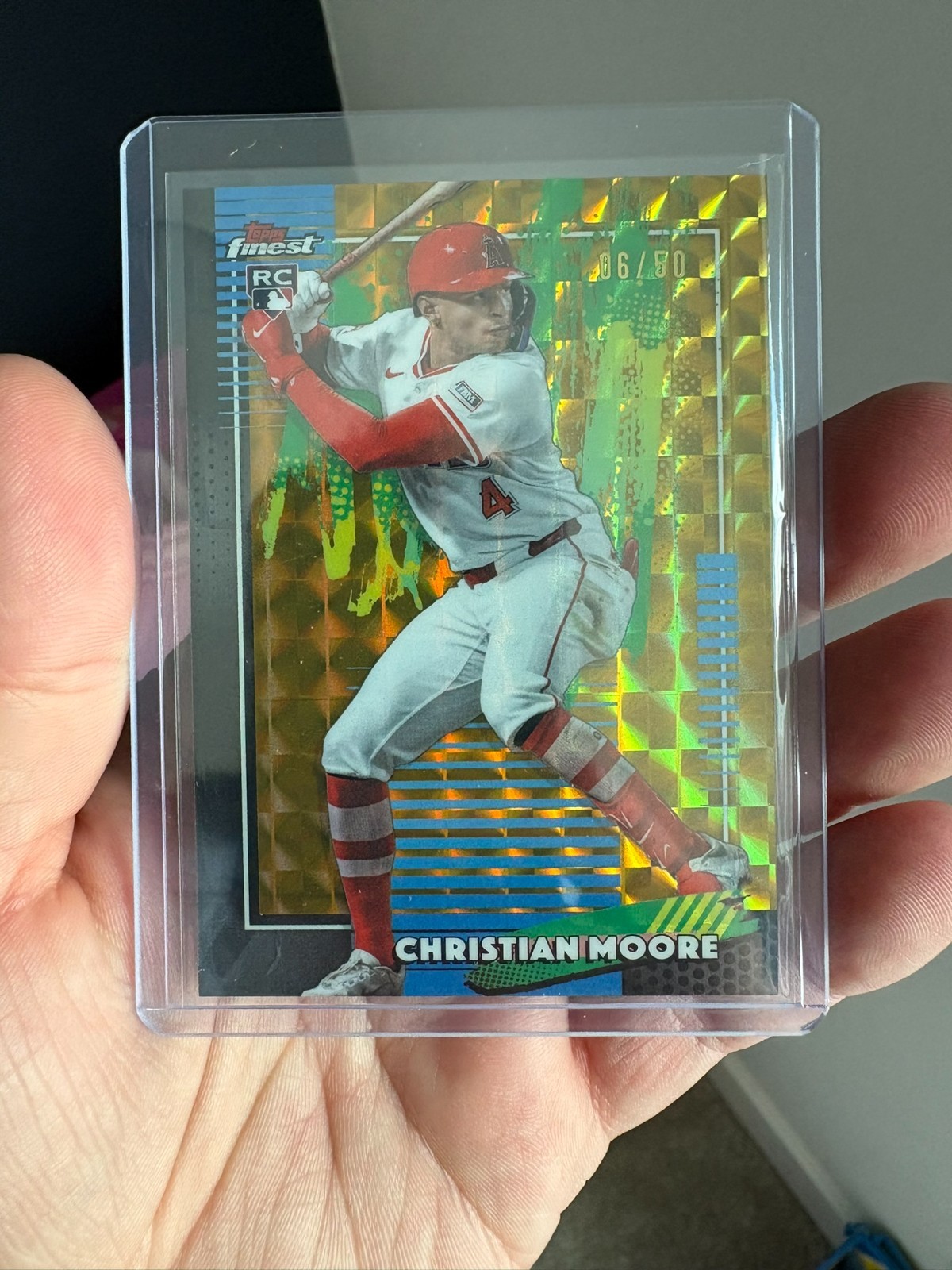 Christian Moore Rookie Common Gold Geometric /50 – 2026 Topps Finest #23 Angels