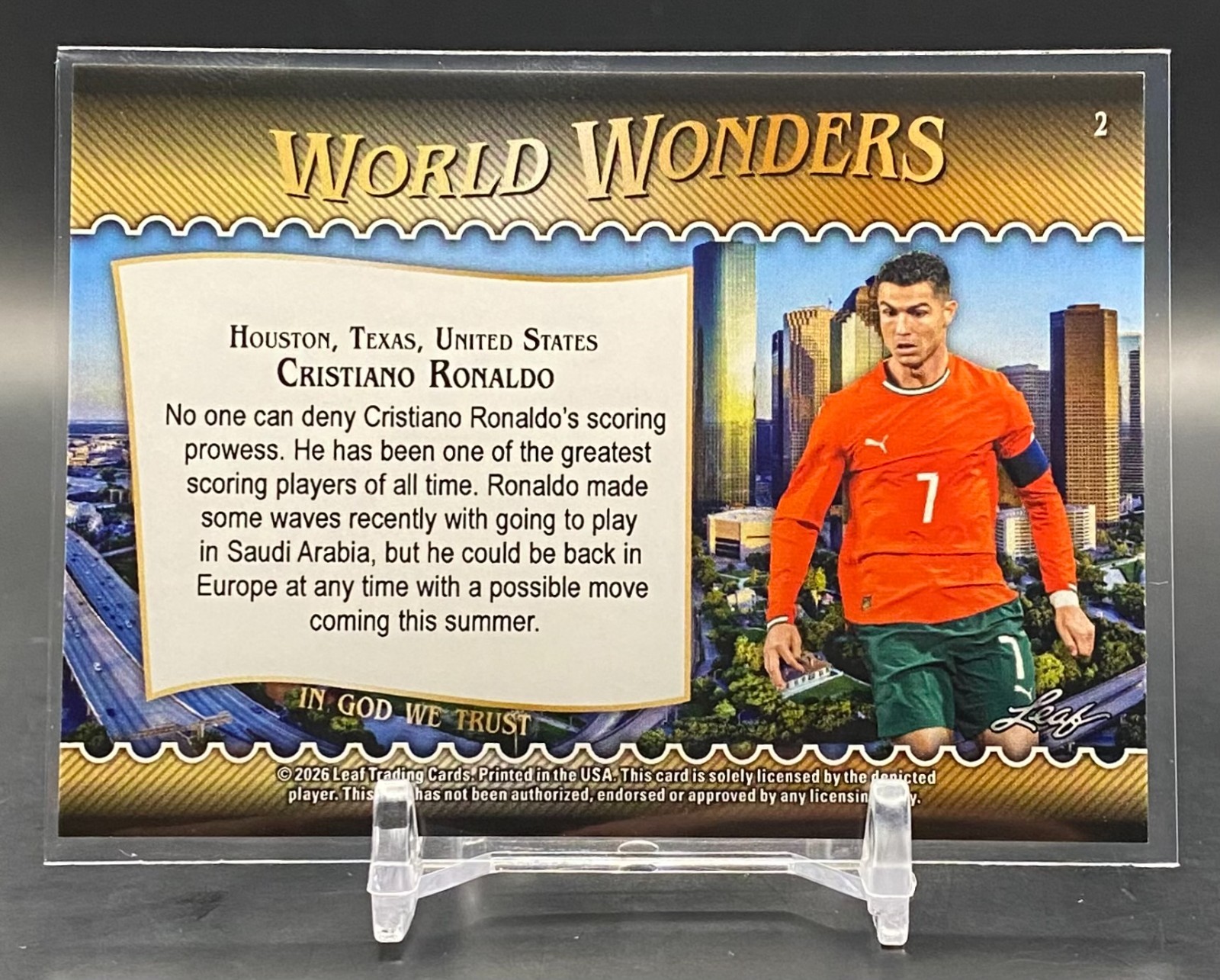 2026 Leaf World Wonders Cristiano Ronaldo #2 Portugal World Cup