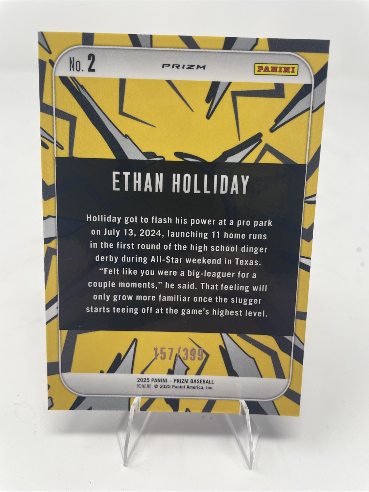 2025 Panini Prizm – Dingers! Ethan Holiday Orange Pulsar /399