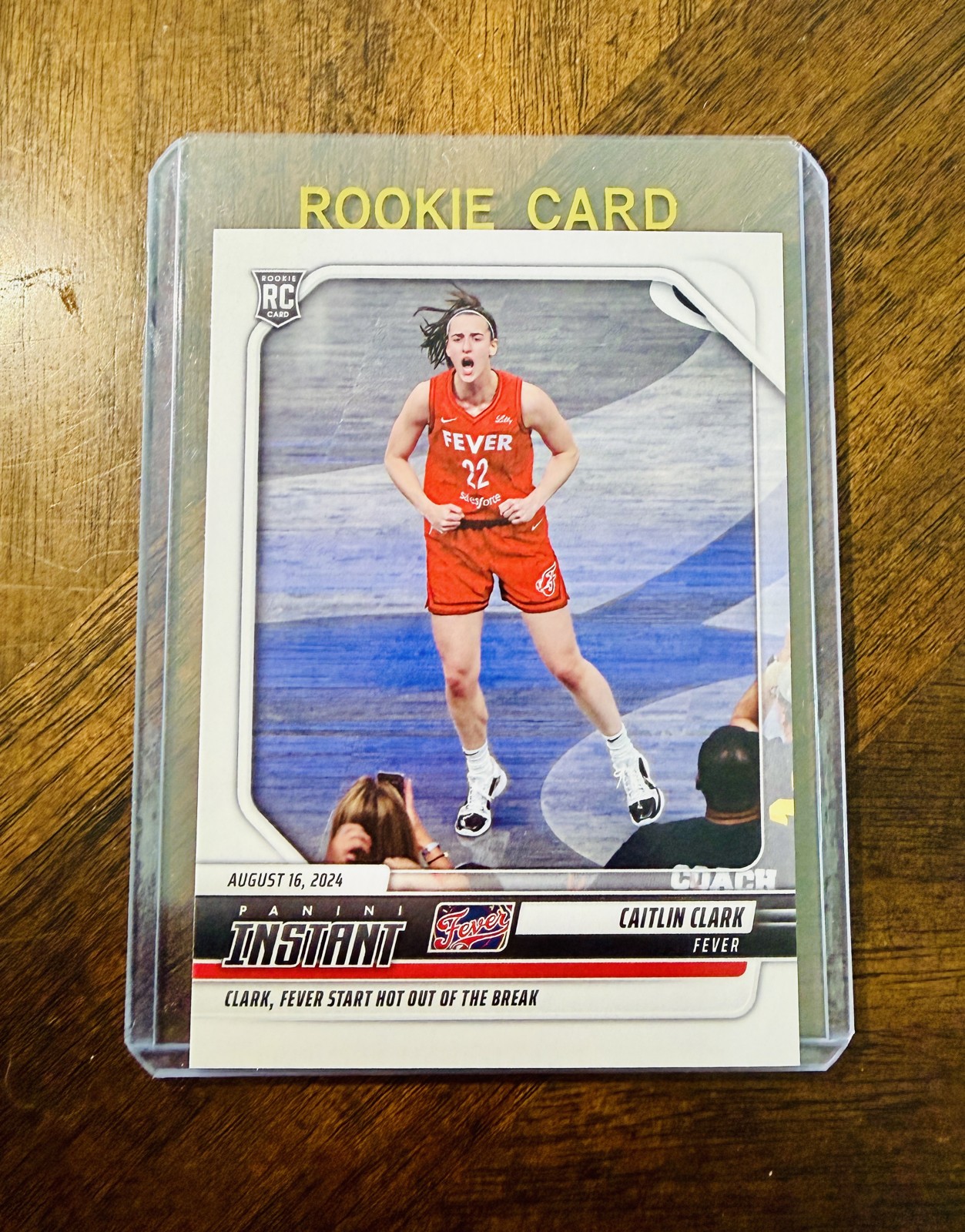 2024 Panini WNBA Caitlin Clark RC w/gold ROOKIE CARD protective case #166