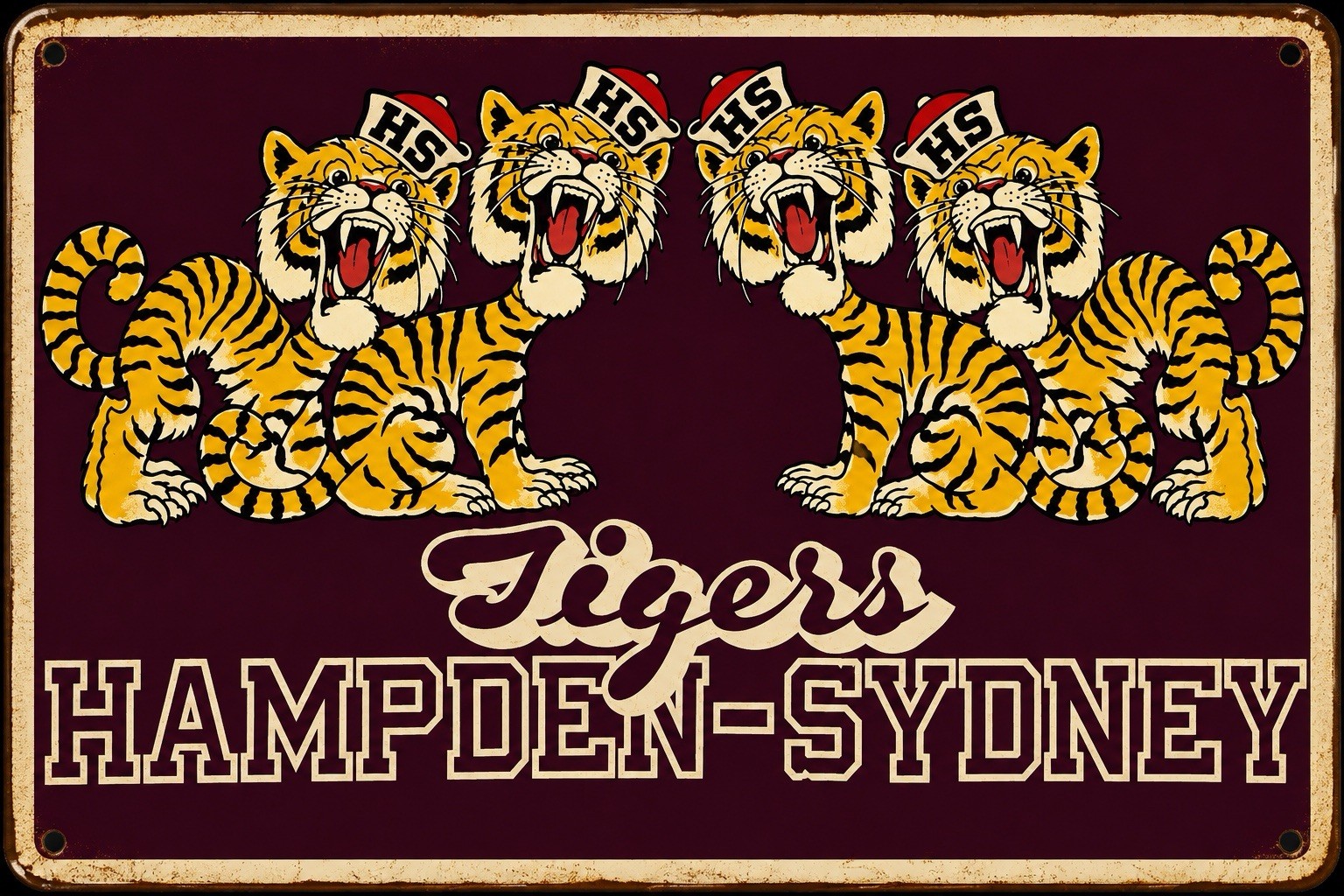 Hampden-Sydney Tigers Vintage 12x8in Metal Sign Poster