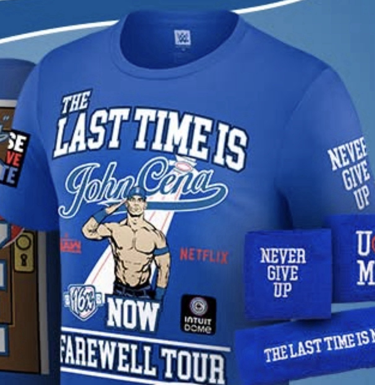 WWE John Cena Last Time Is Now Youth Large Blue T-Shirt Intuit Dome Exclusive!