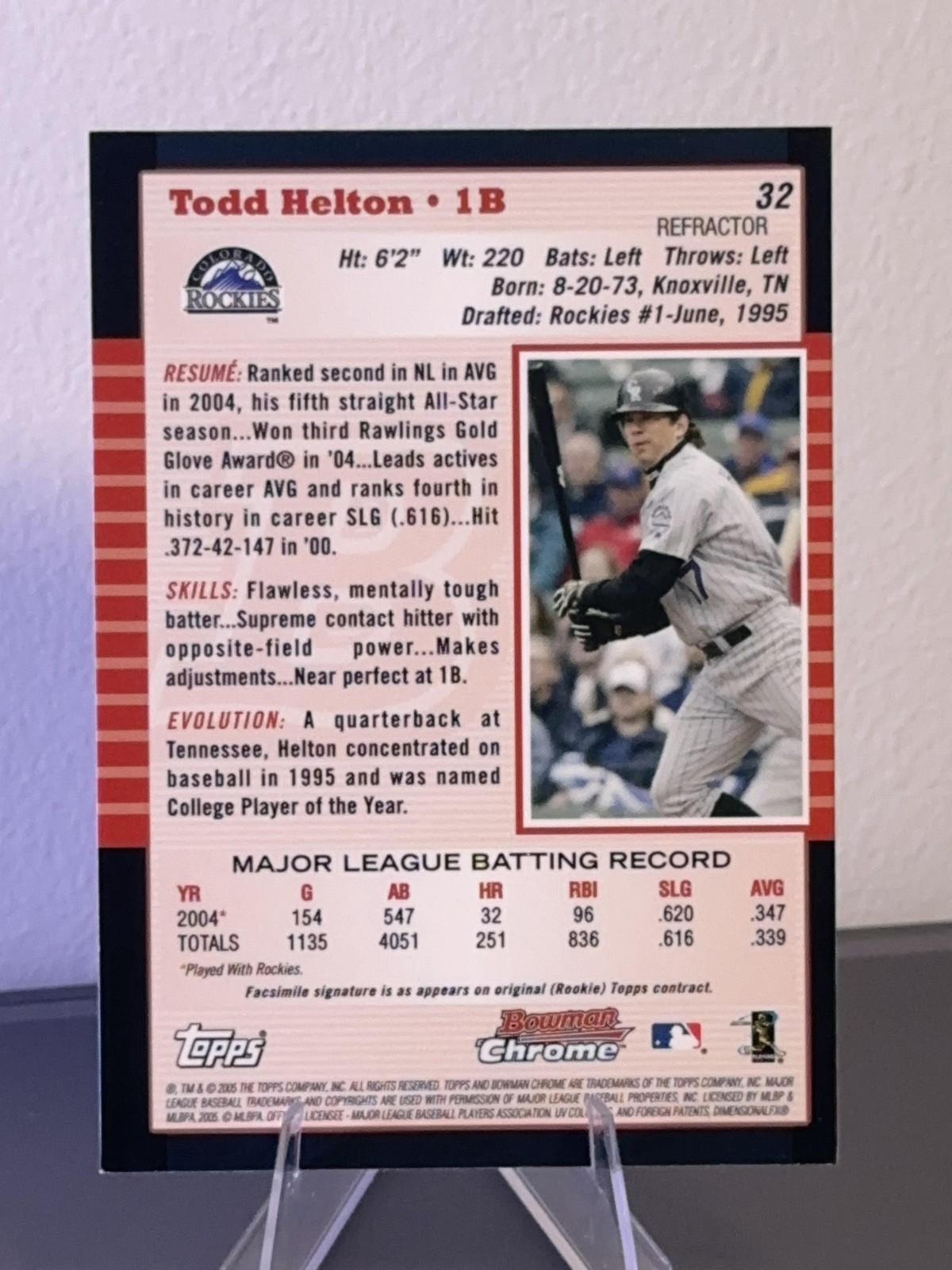 Todd Helton 2005 Bowman Chrome Refractor #32 HOF