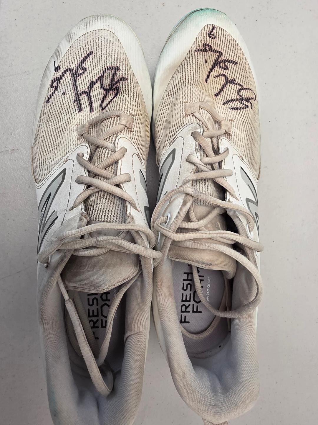 ST5 Mets BRANDON NIMMO Game Used Signed Auto Cleats 2024 Season FANATICS
