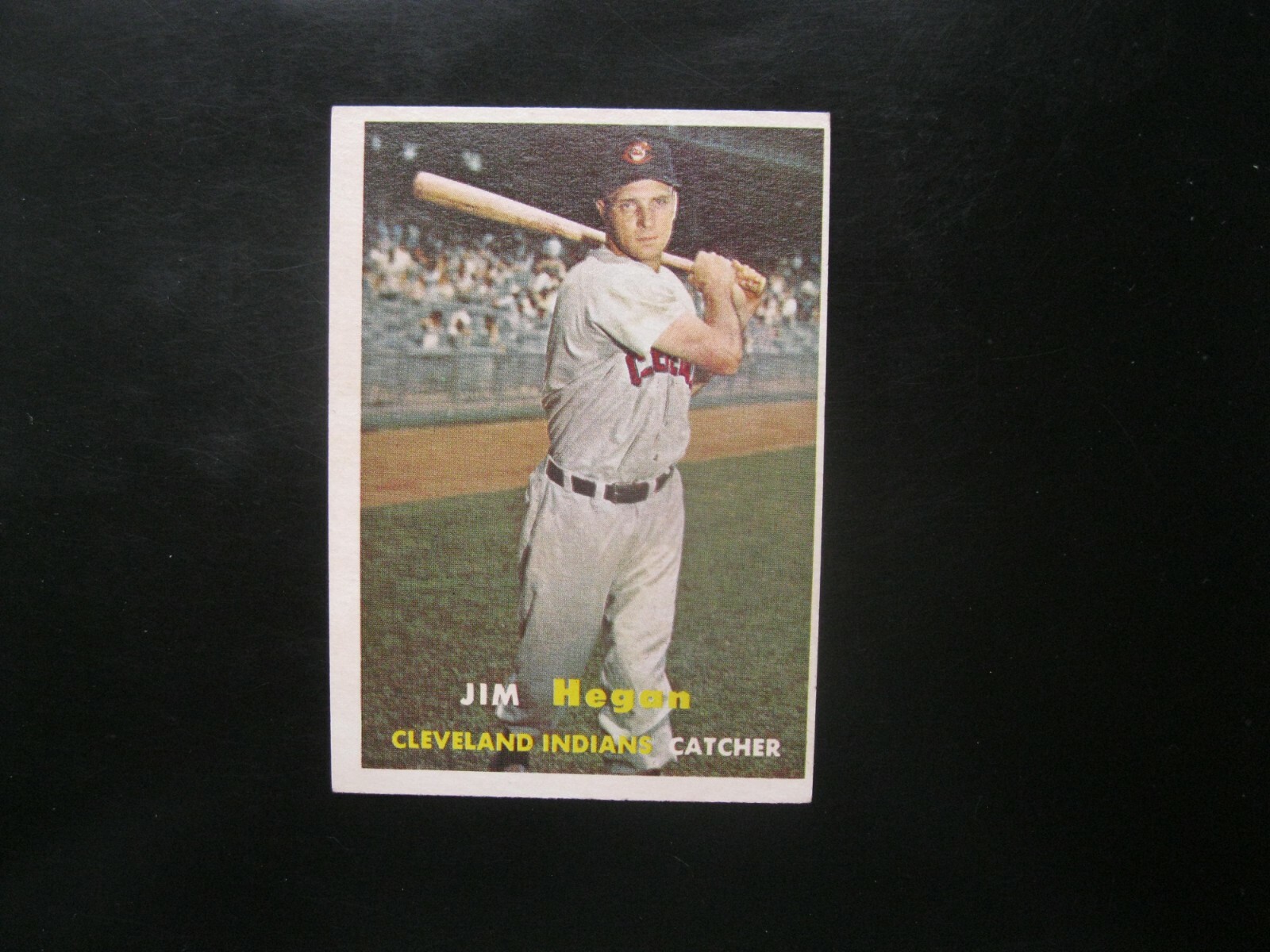 1957 Topps # 136 Jim Hegan Cleveland Indians Nice Card Ex-NM to NM o/c