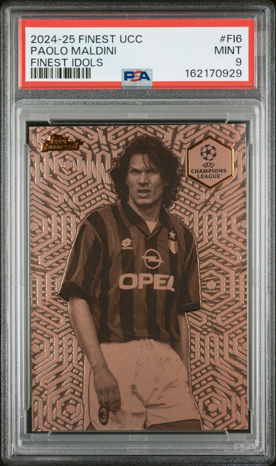 2024-25 Topps Finest UCC Finest Paolo Maldini Idols Bronze PSA 9 AC Milan FI-6