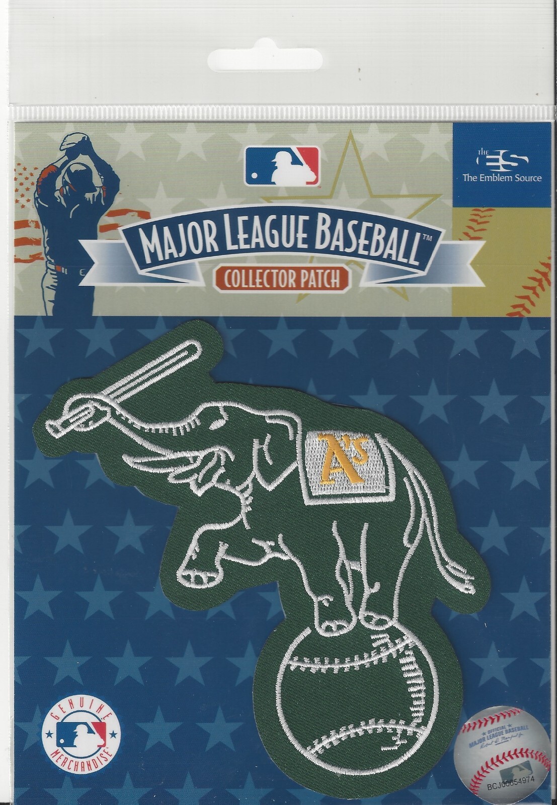 Oakland A’s Green Elephant on Ball SLEEVE Patch Official Logo Pkg 4 1/2″ x 4 1/2
