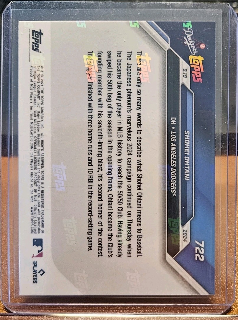 SHOHEI OHTANI 2024 TOPPS NOW #722 BECOMES 1ST 50/50 PLAYER IN MLB HISTORY