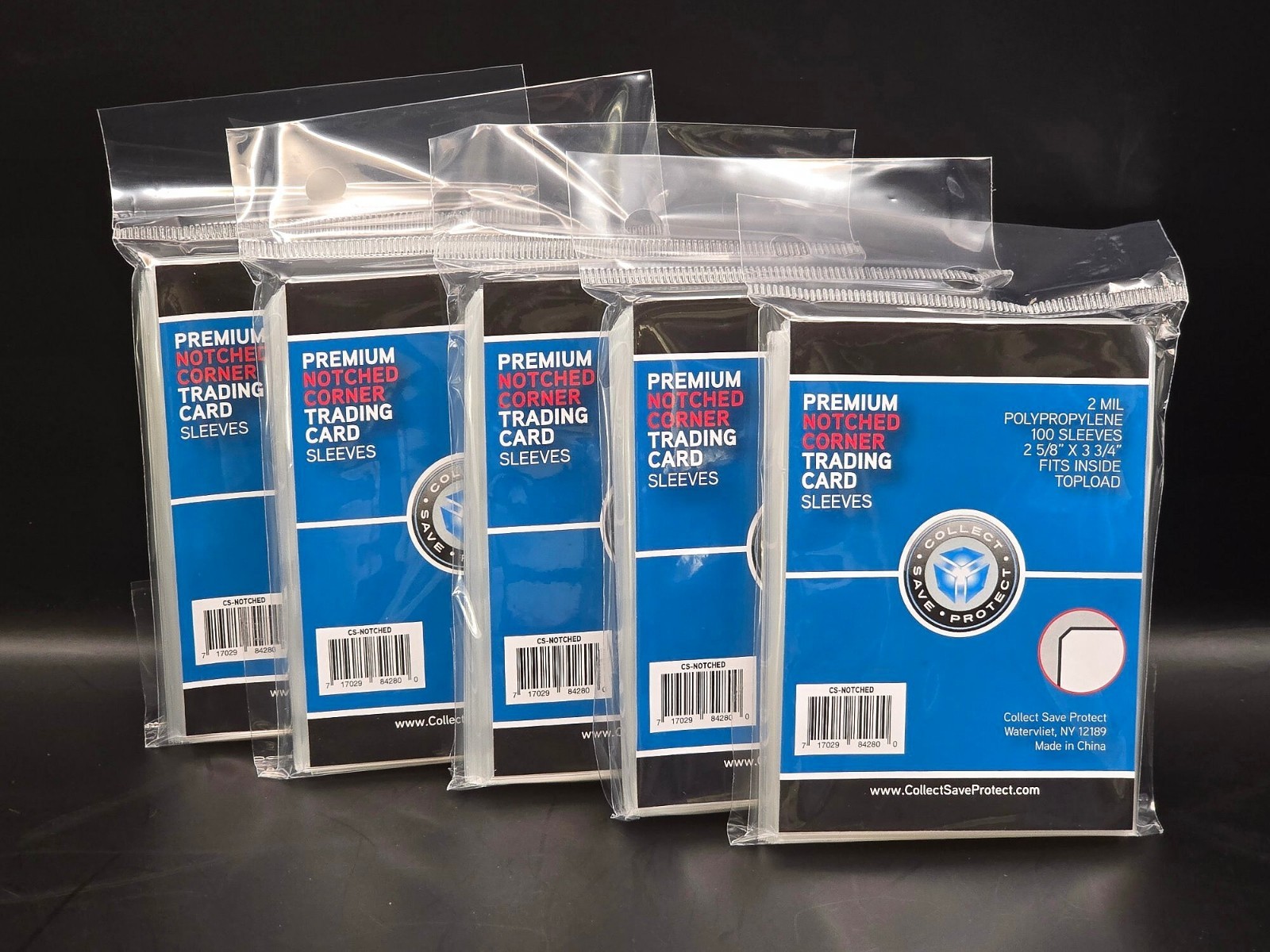 500 CSP Premium Notched Corner Trading Card Penny Sleeves 5 Packs of 100