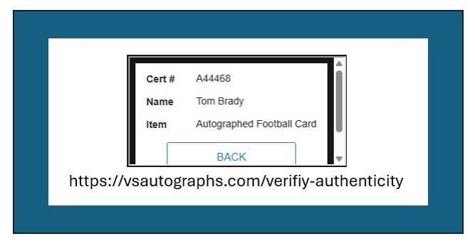 Tom Brady Goat Hand Signed Autographed Card (VS COA A44468) UCG 9 Mint