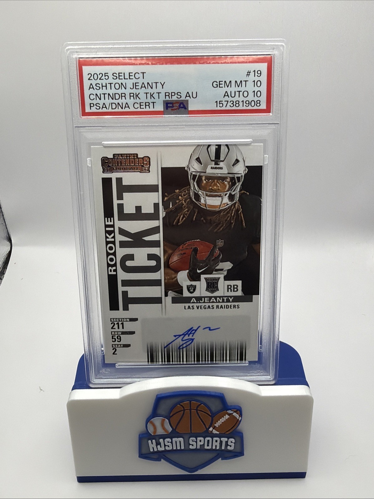 ASHTON JEANTY 2025 PANINI SELECT CONTENDERS ROOKIE TICKET AUTO PSA 10 RC LOW POP