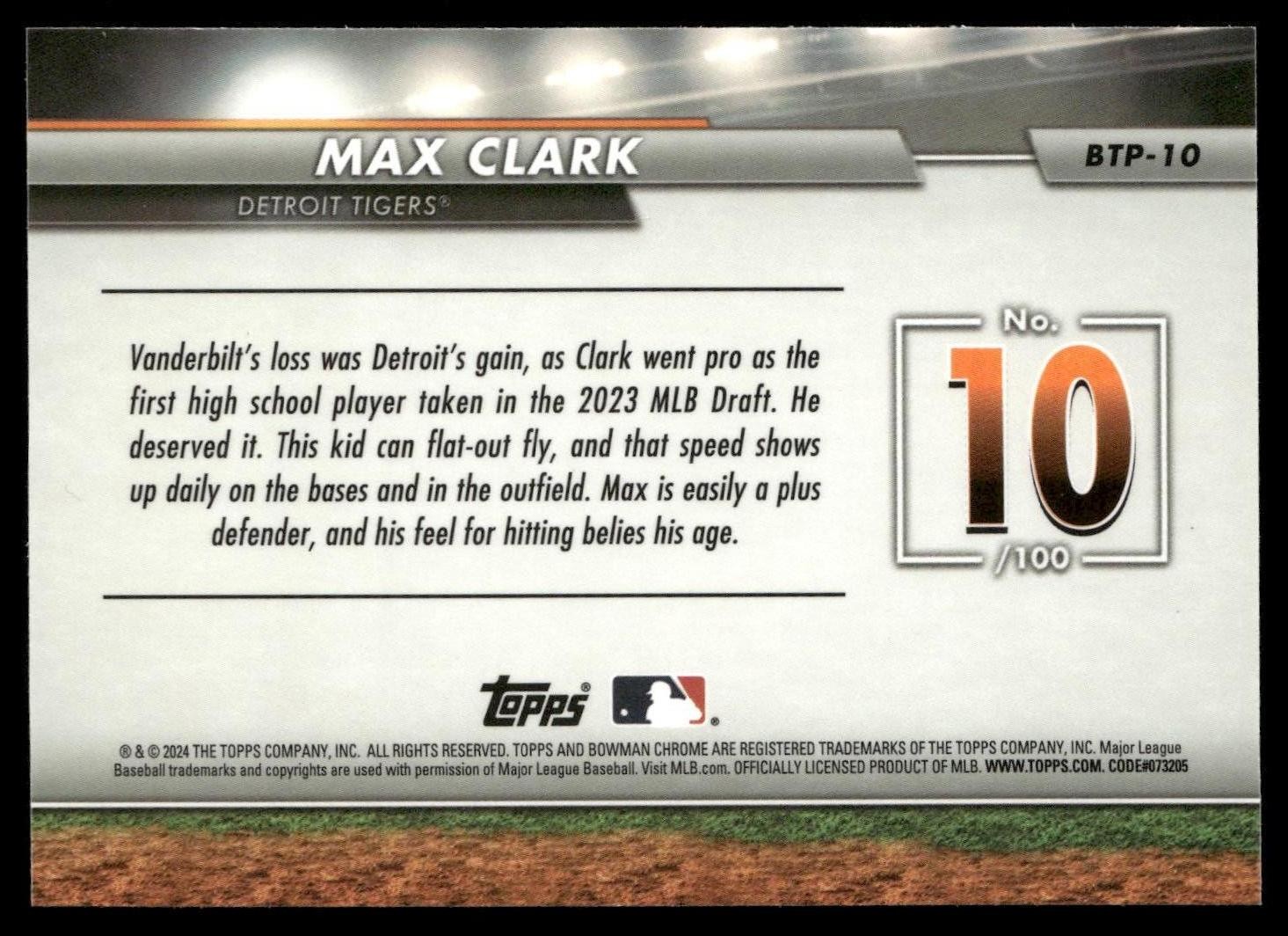 2024 Bowman #BTP-10 Max Clark Bowman Scouts’ Top 100