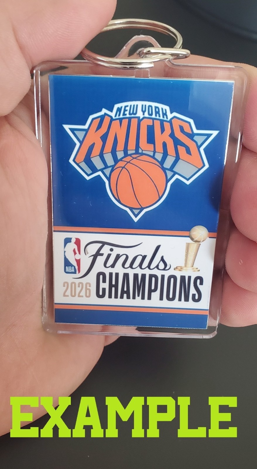 New York Knicks 2026 NBA Championship Keychain Dual HD Image Orange Blue Black