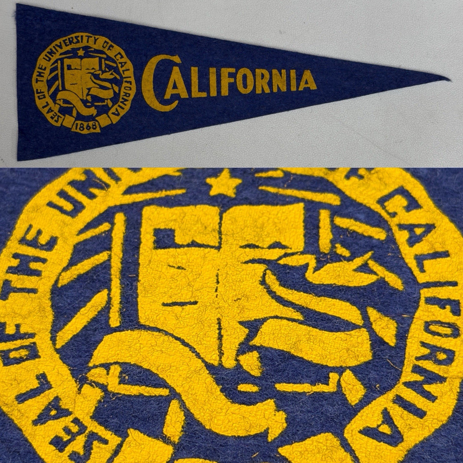 Vintage 1950’s California Berkeley Bears University MINI Pennant 3.5×9.75 In
