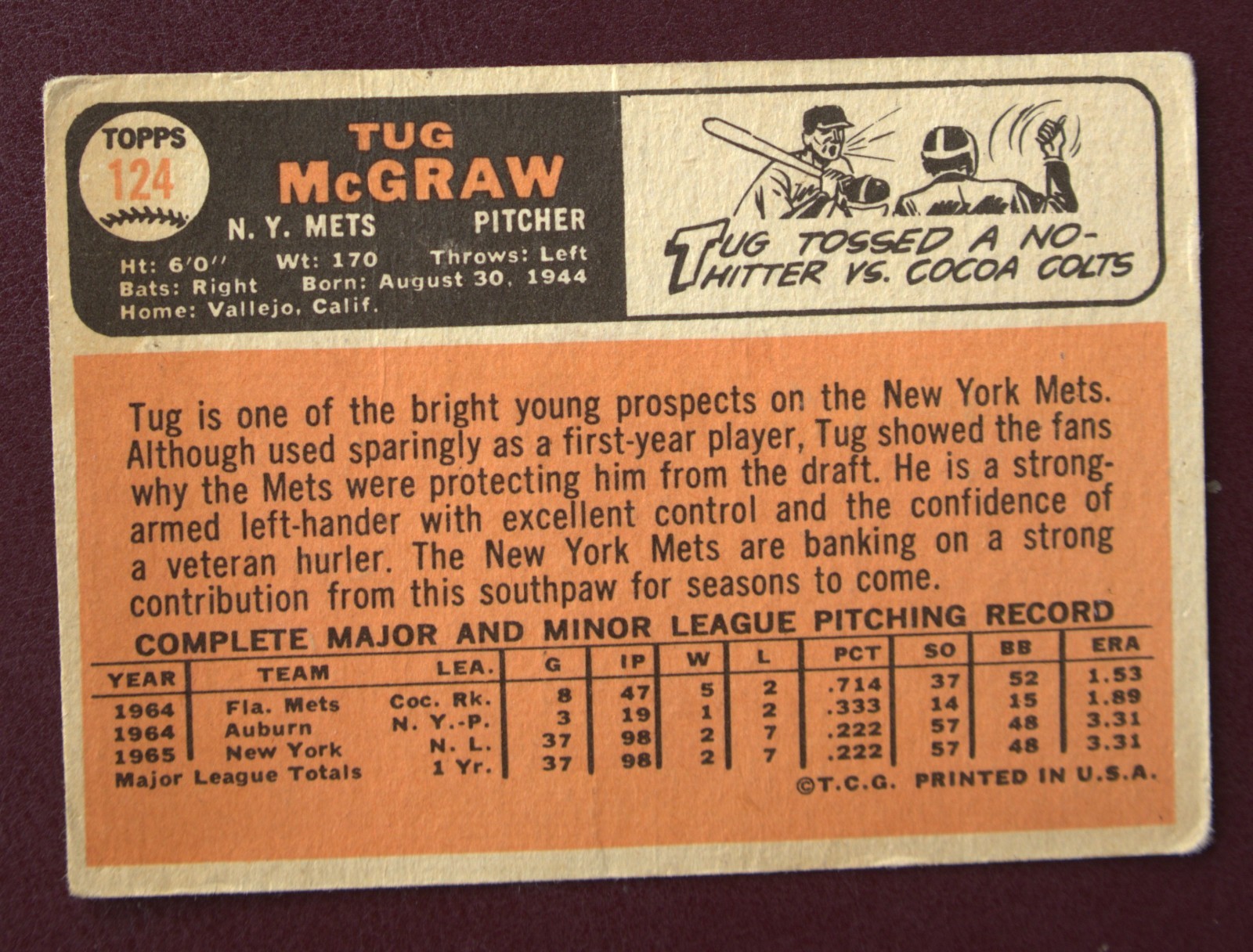 1966 Topps Tug McGraw (New York Mets) #108 VG/EX
