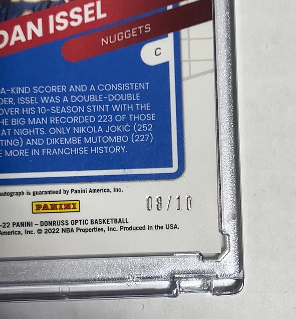 2021-22 Panini Donruss Optic Dan Issel Opti-Graphs Gold Auto 08/10 #OG-DIS