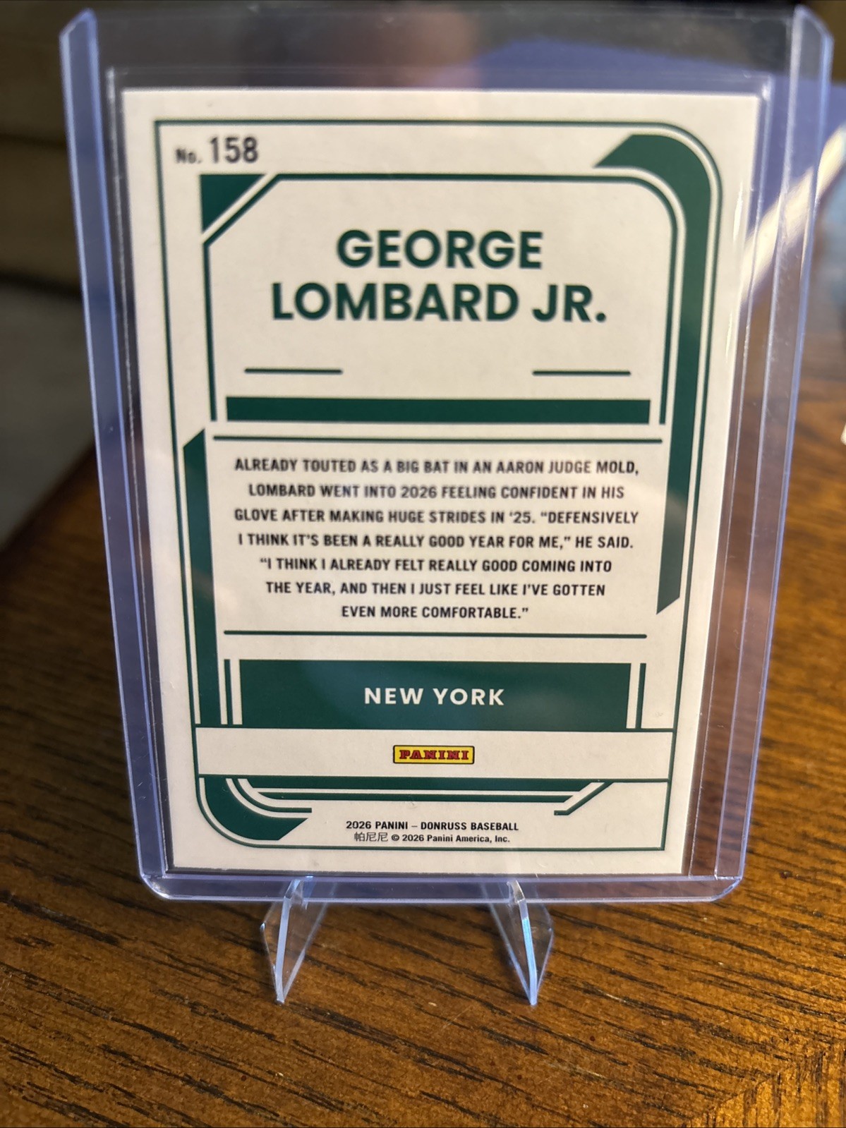 2026 Donruss – George Lombard Jr. RC – Rated Prospect – Yankees – No. 158